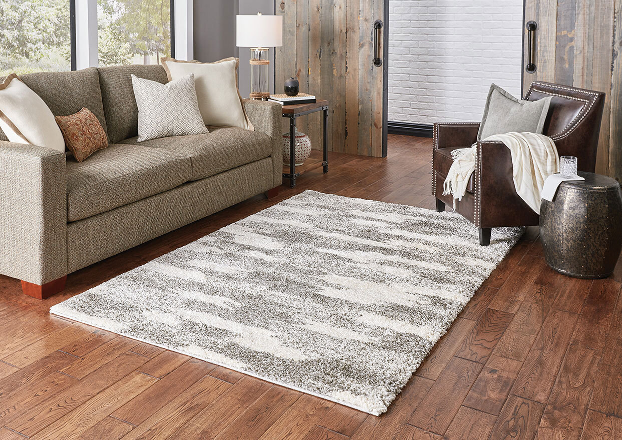 Ciro Beige Abstract Shaggy Rug