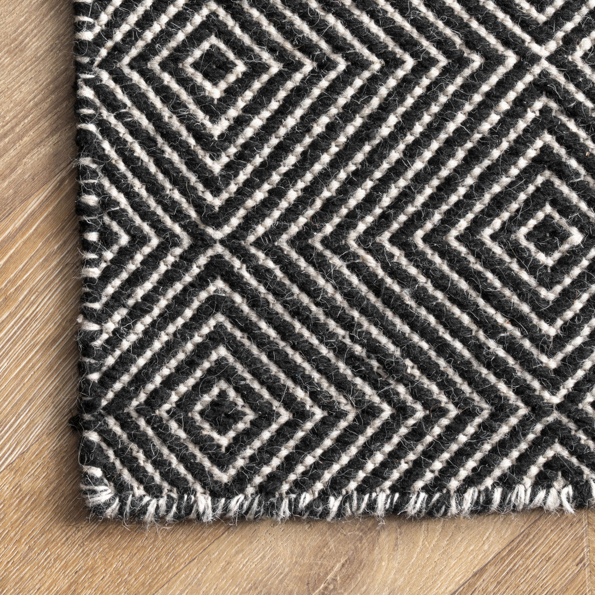 Large View Dhurrie Black Flatweave Wool Rug