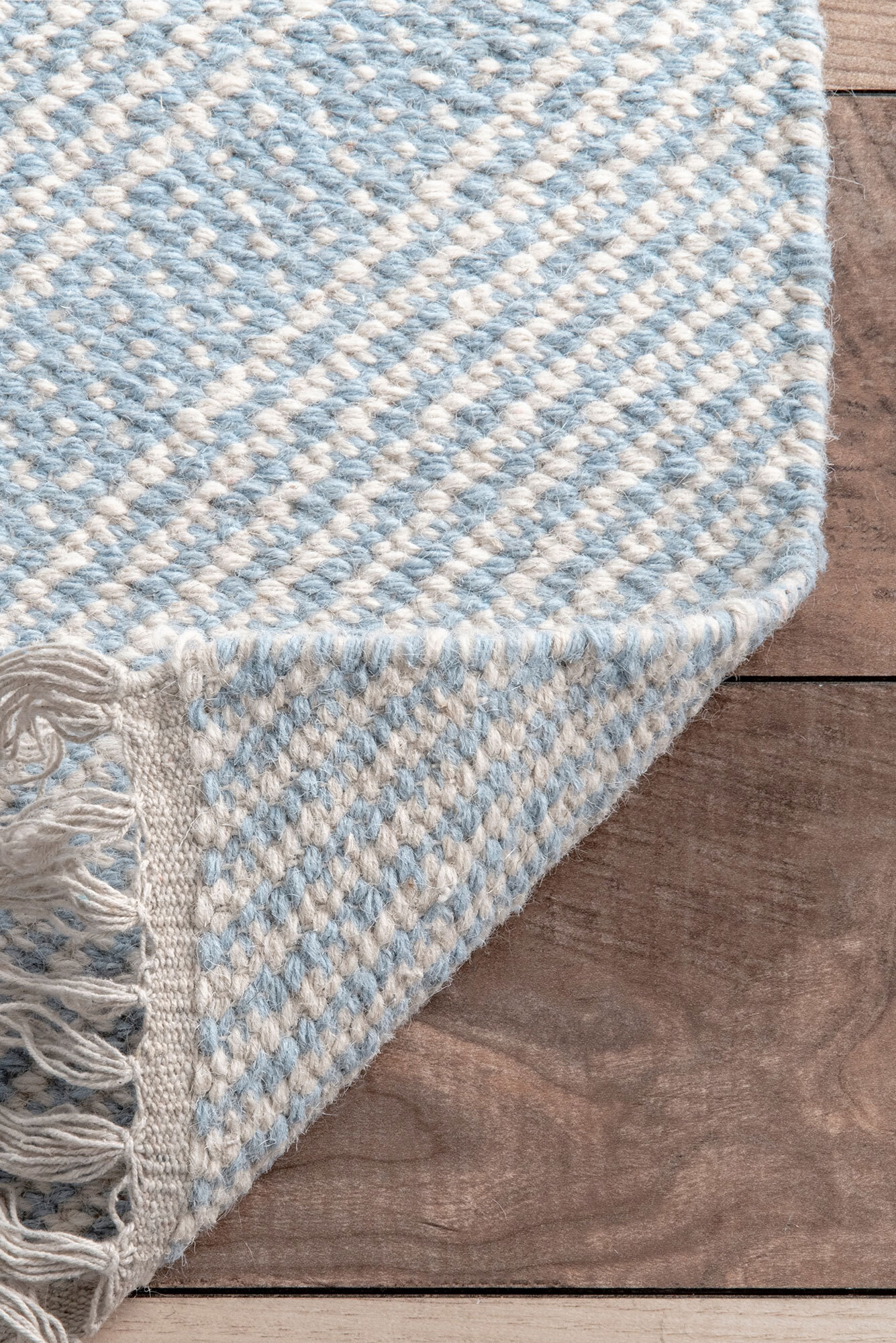 Dhurrie Blue Flatweave Wool Rug