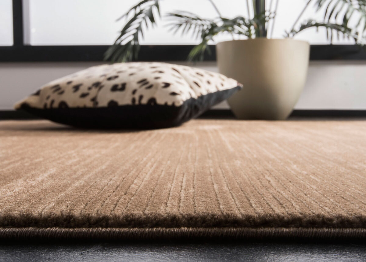 Large View Domani Modern Plain Brown Rug