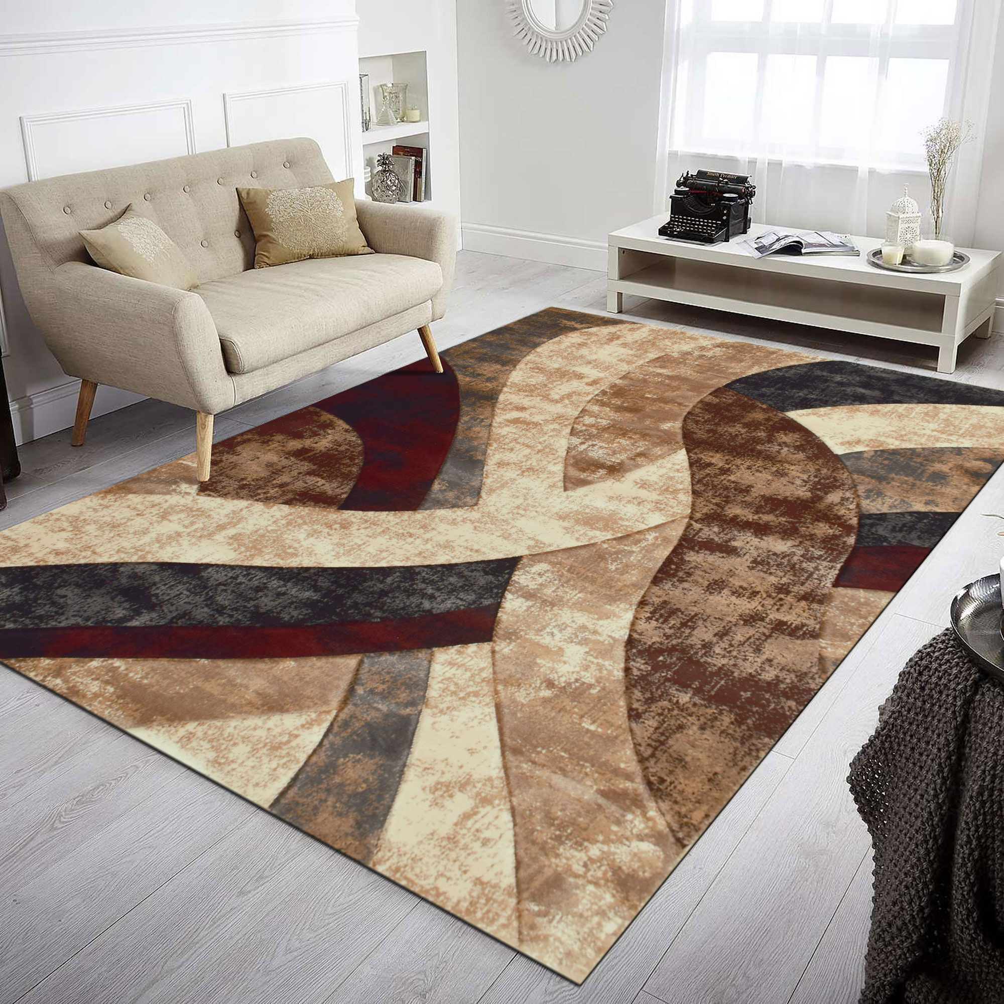 Large View Eliza Carved Modern Wavy Rug