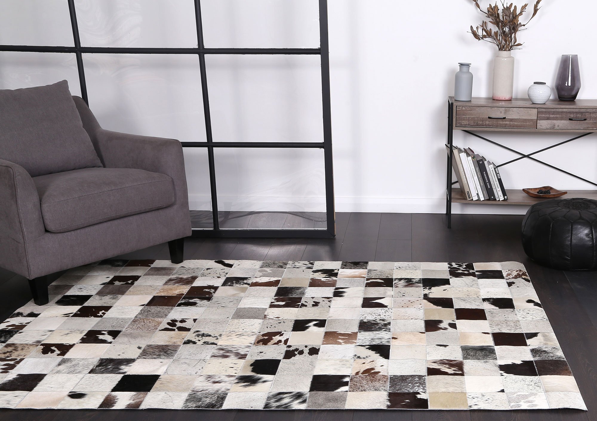 Elena Cow Hide Leather Rug