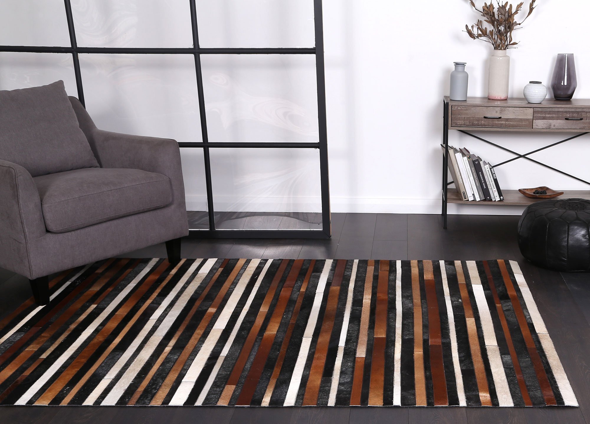 Large View Elena Cow Hide Leather Rug