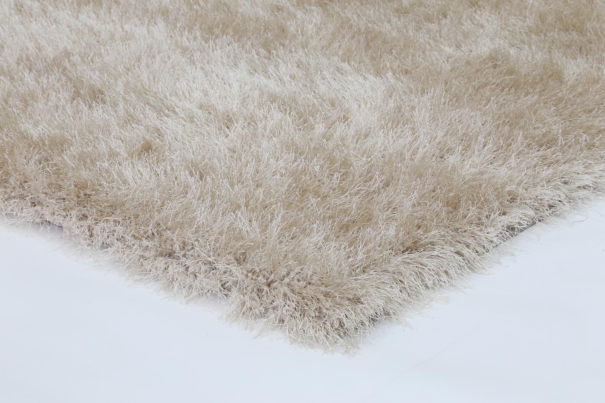 Large View Elisa Plain Beige Thick Shaggy Rug