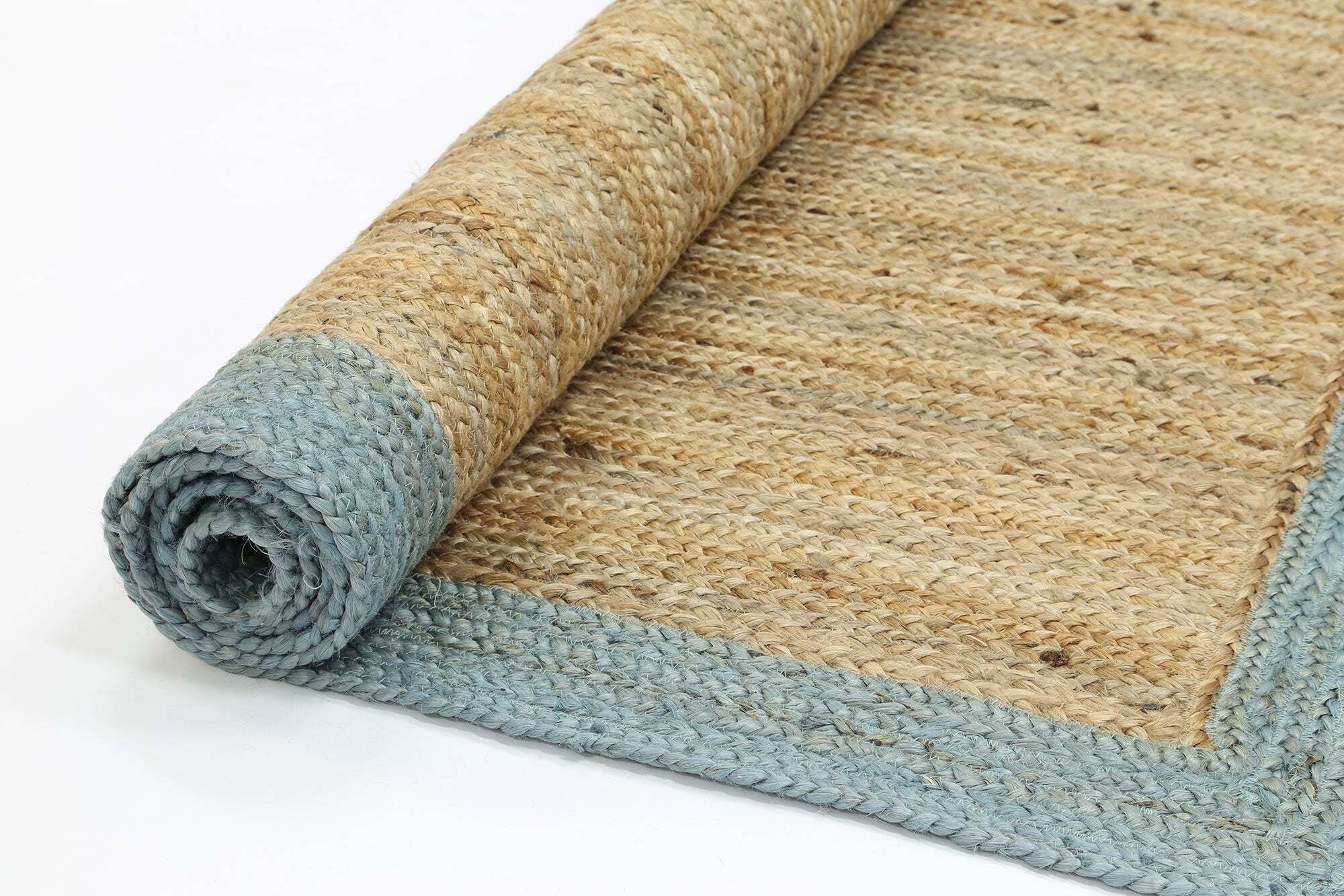 Large View Harrold Blue Border Jute Rug