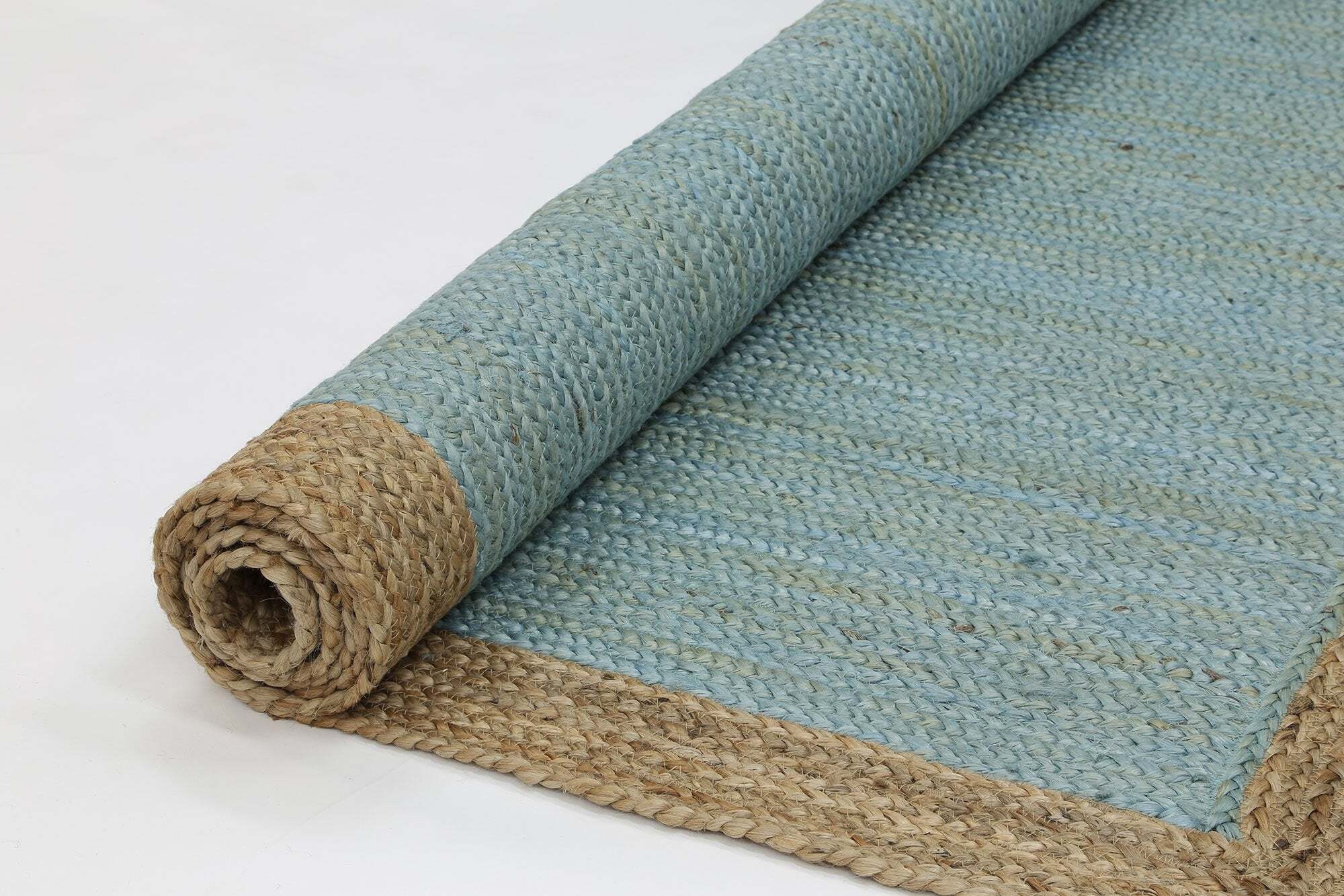 Harrold Light Blue Jute Border Rug