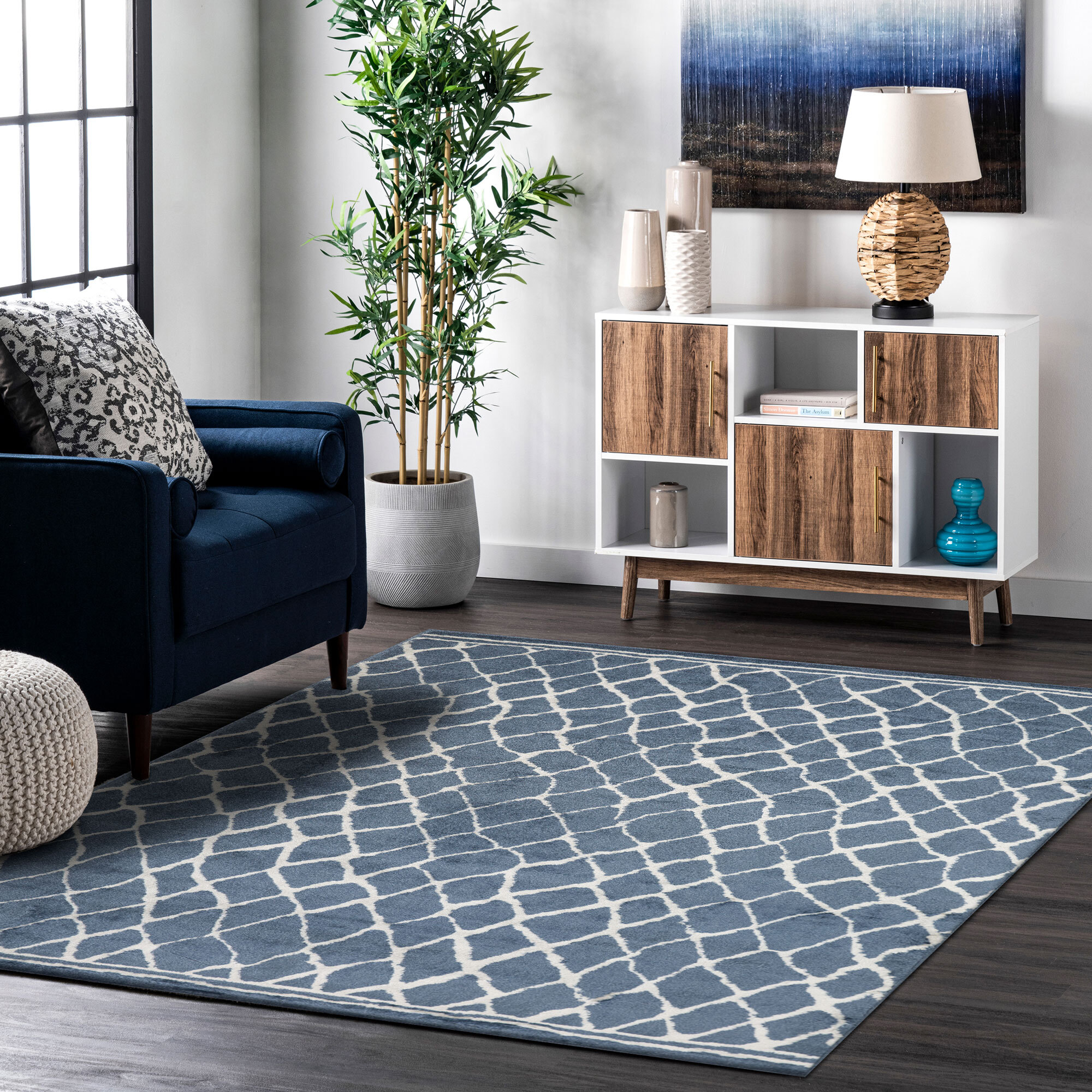 Large View Hebden Modern Trellis Rug