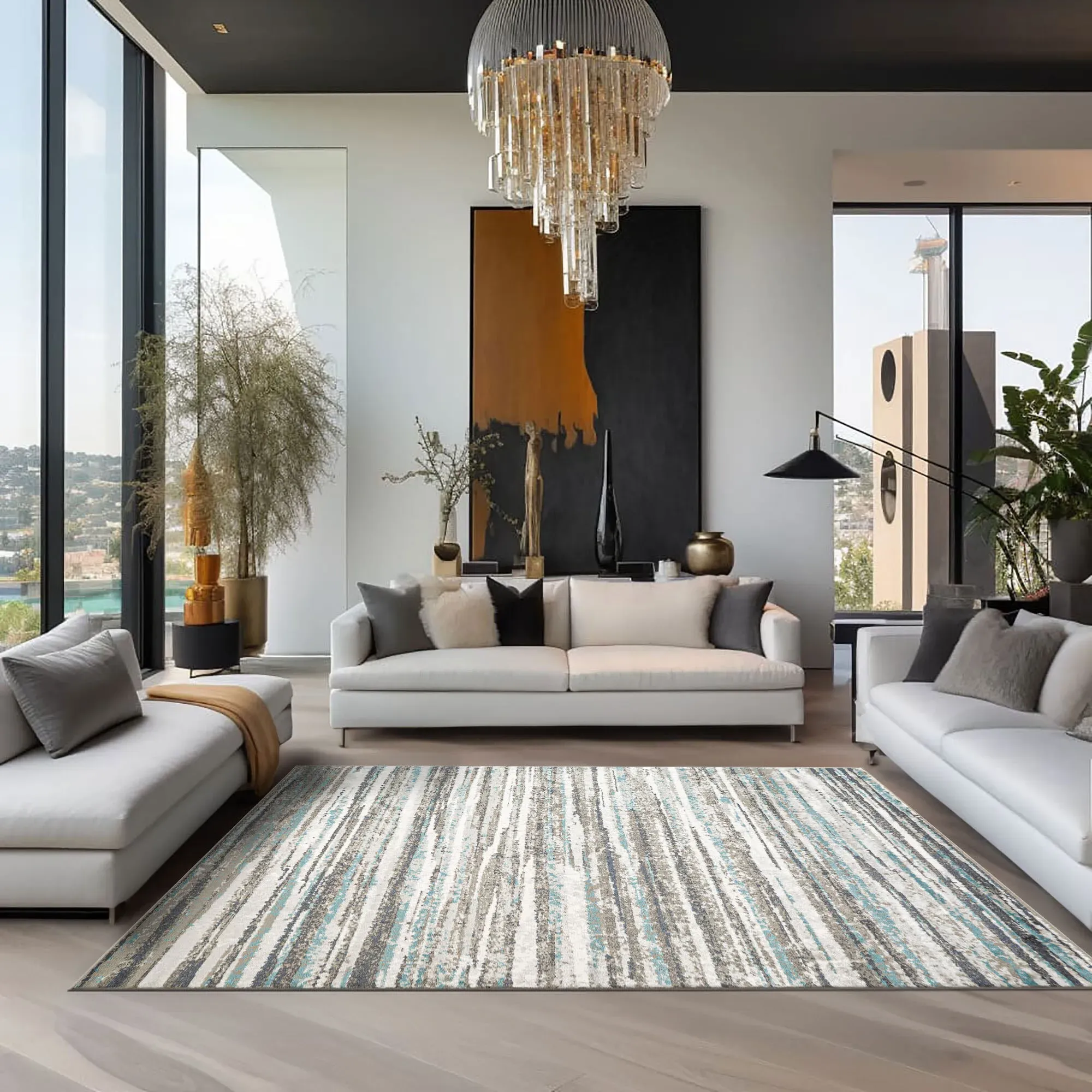 Hebden Modern Striped Rug