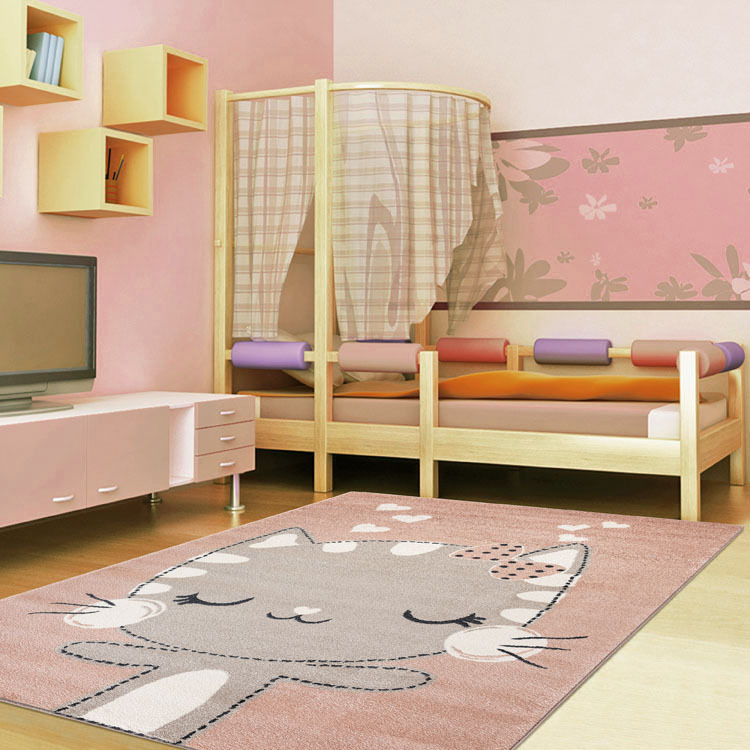 Kade Pink Kitty Cat Kids Rug