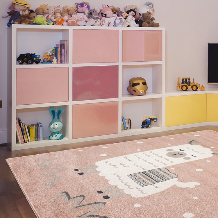 Large View Kade Llama / Alpaca Pink Kids Rug