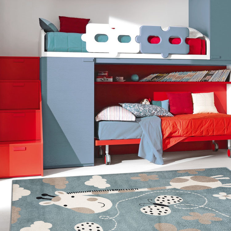 Large View Kade Giraffe Blue Kids Rug
