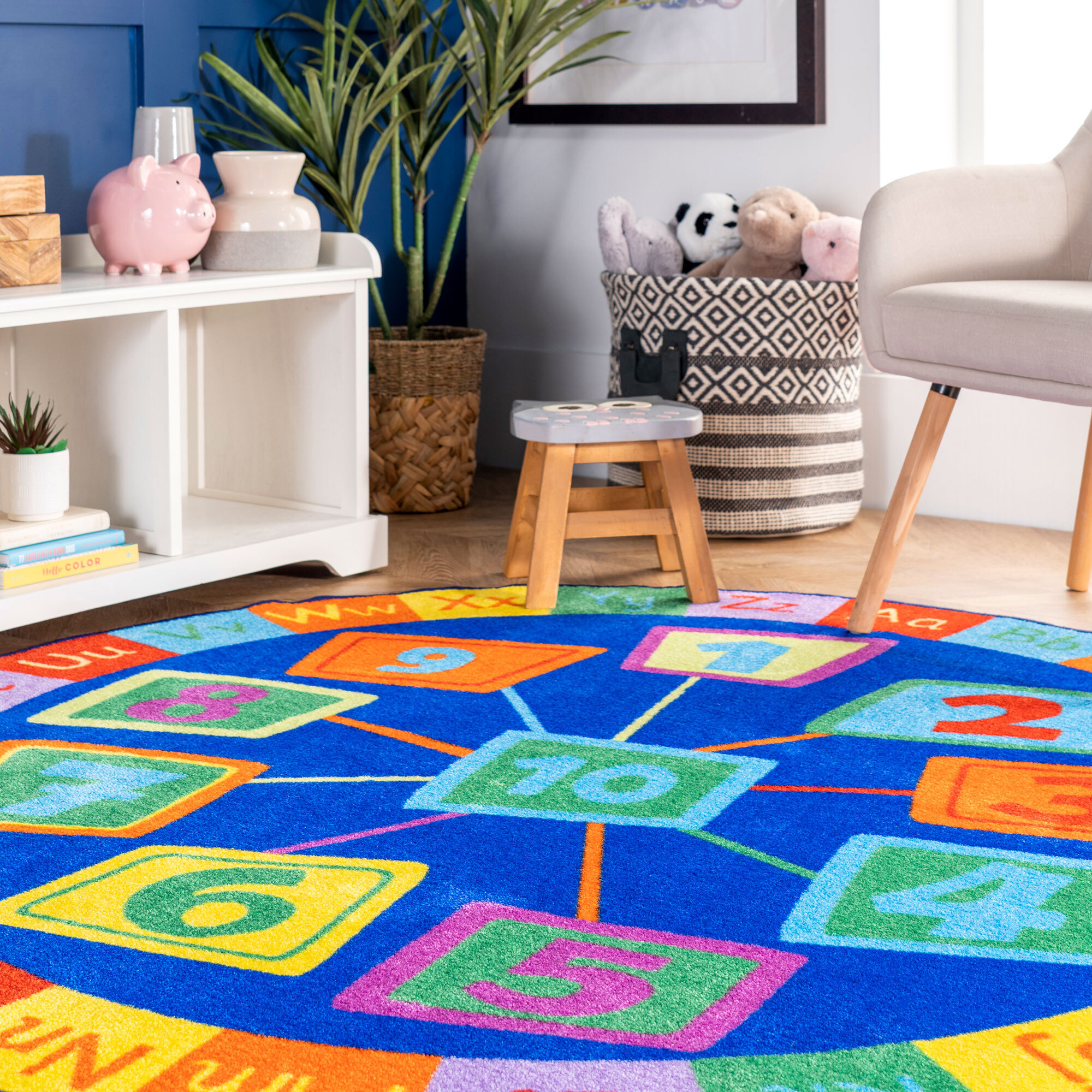 Kids ABC & Numbers Round Rug