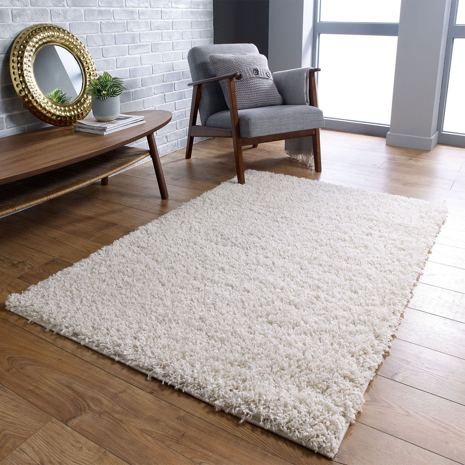 Lara Plain Cream Shaggy Rug