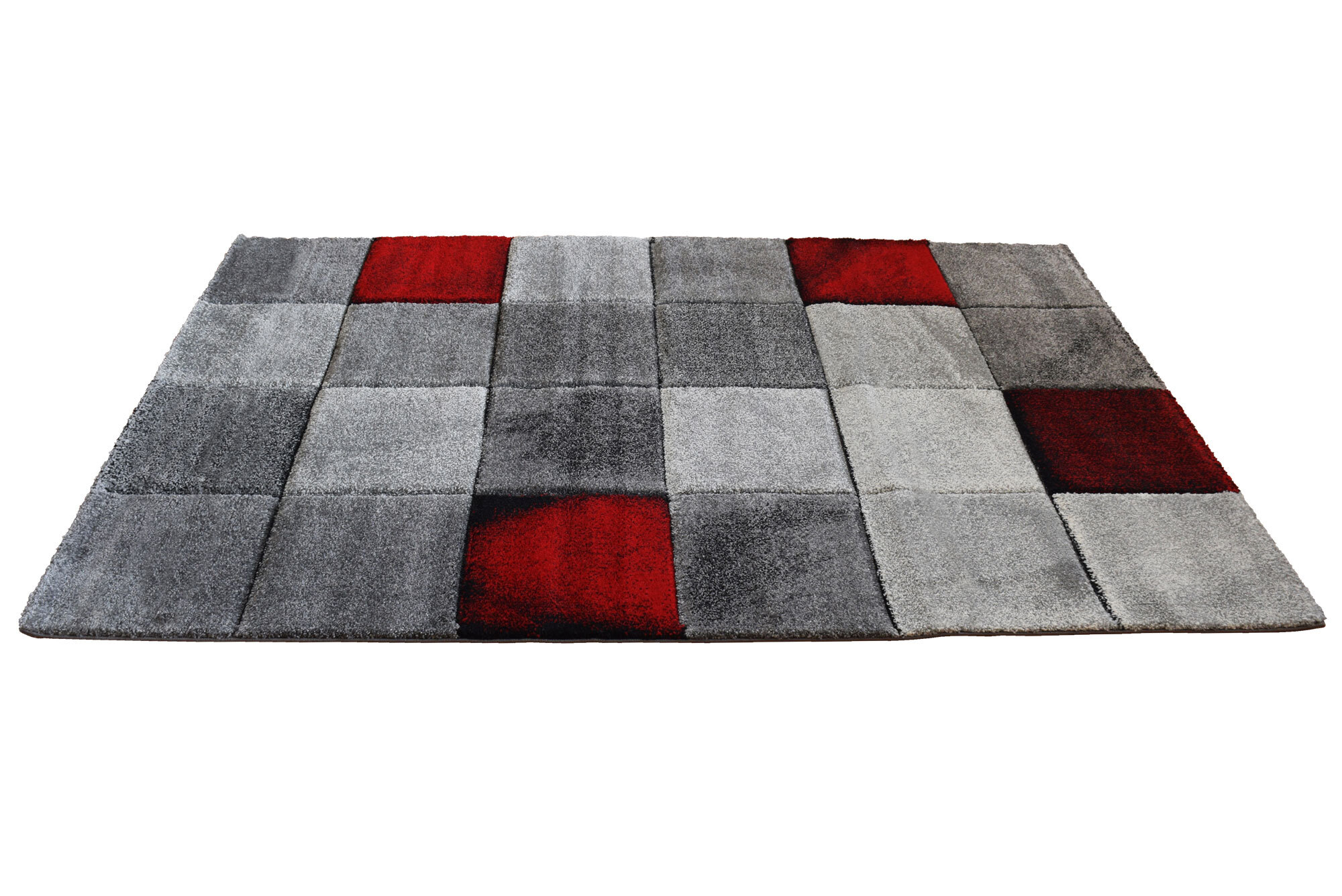 Large View Lucia Red Square Pattern Rug