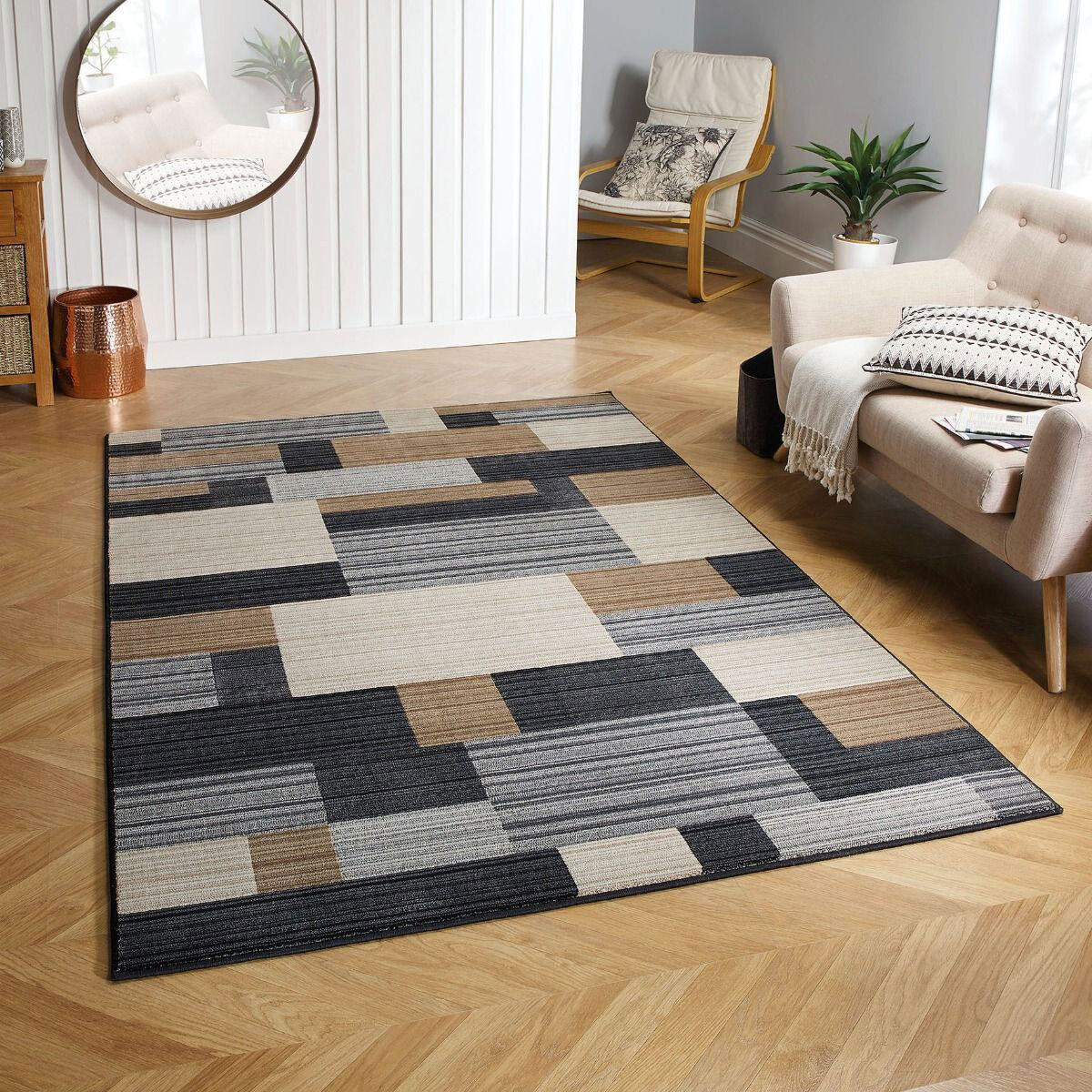 Large View Lush Modern Geometric Rug