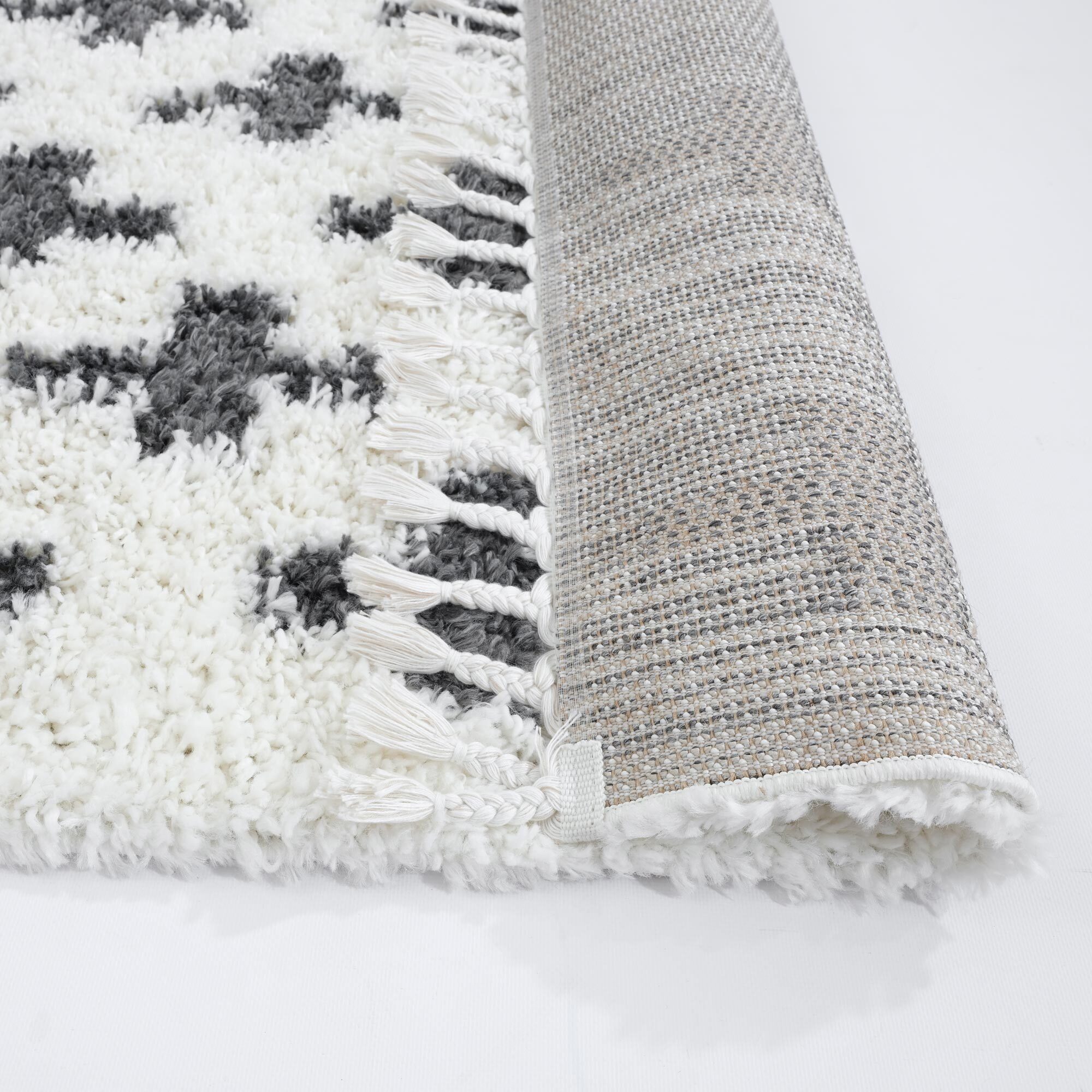 Large View Larry Beige Moroccan Shaggy Rug