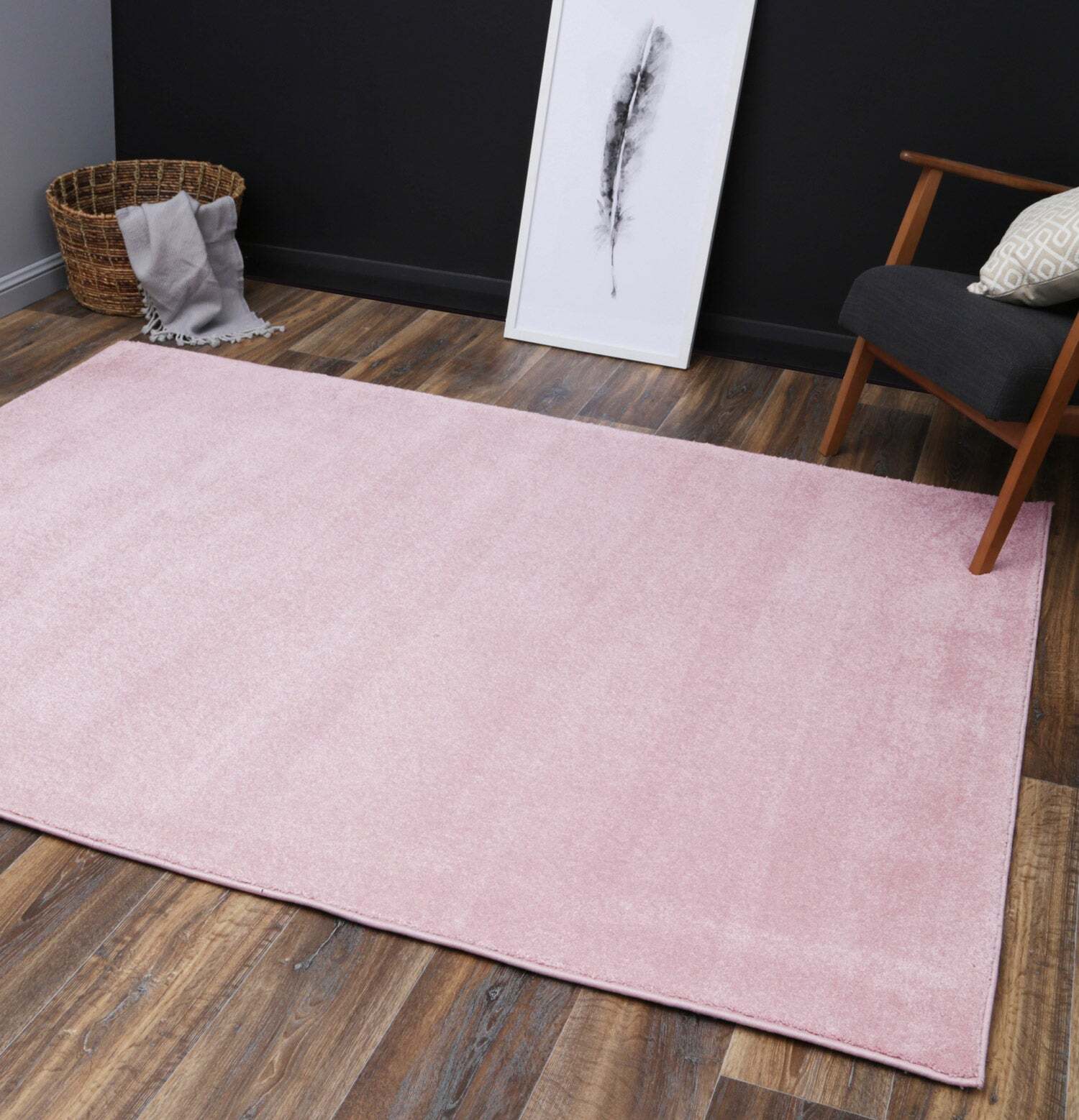 Large View Macey Thick Plain Pink Rug