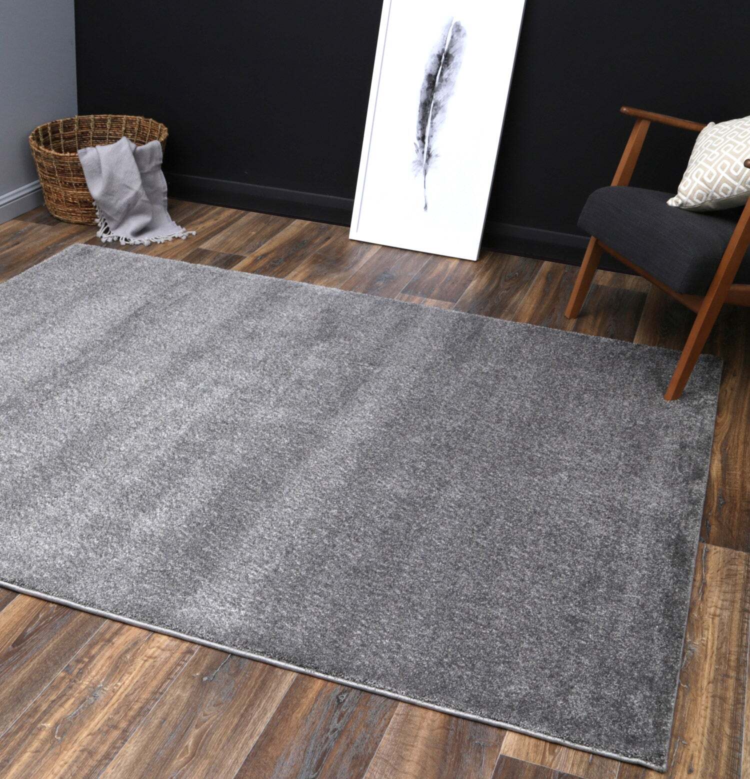 Large View Macey Thick Plain Grey Rug
