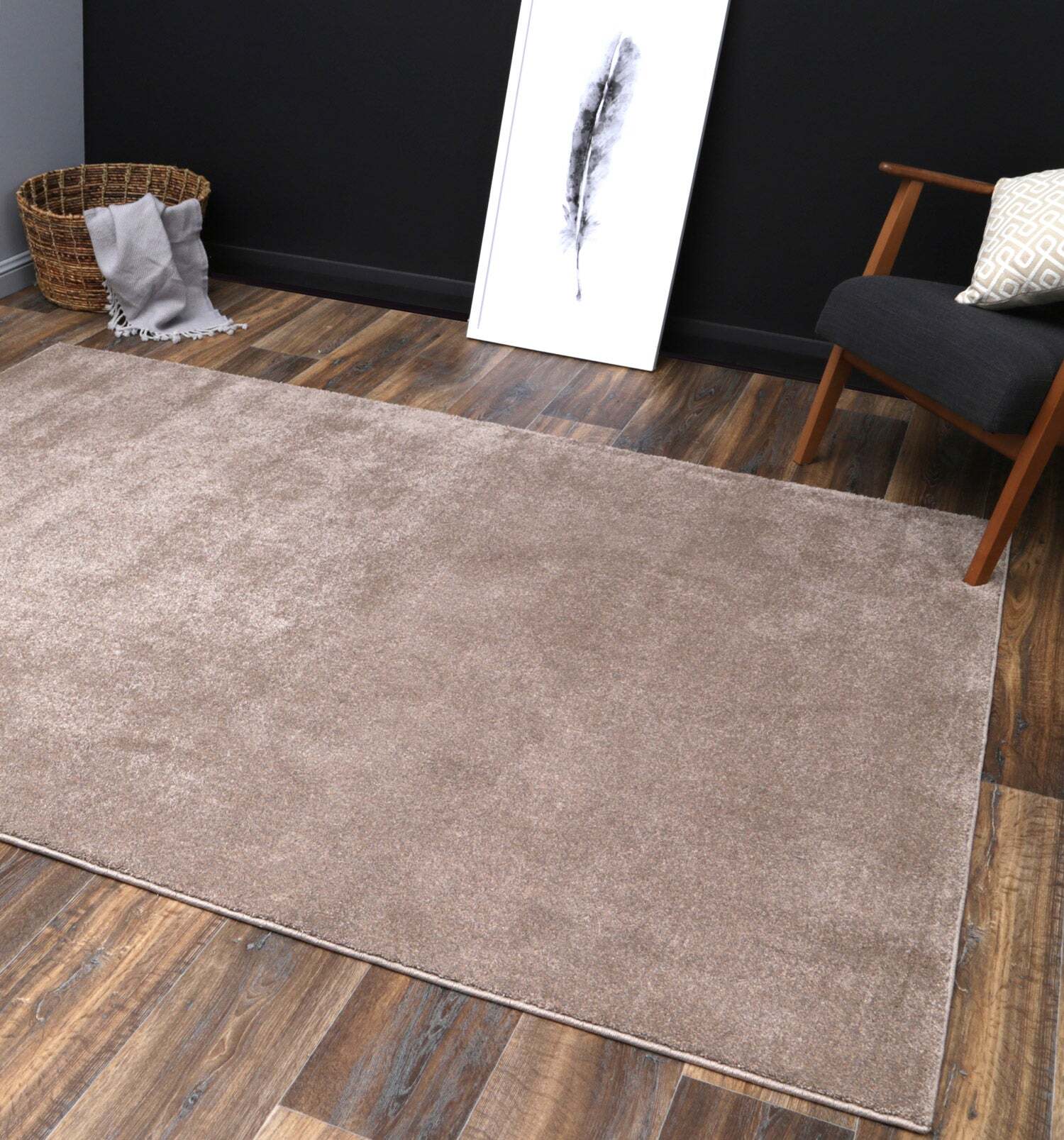 Large View Macey Plain Brown Plush Rug