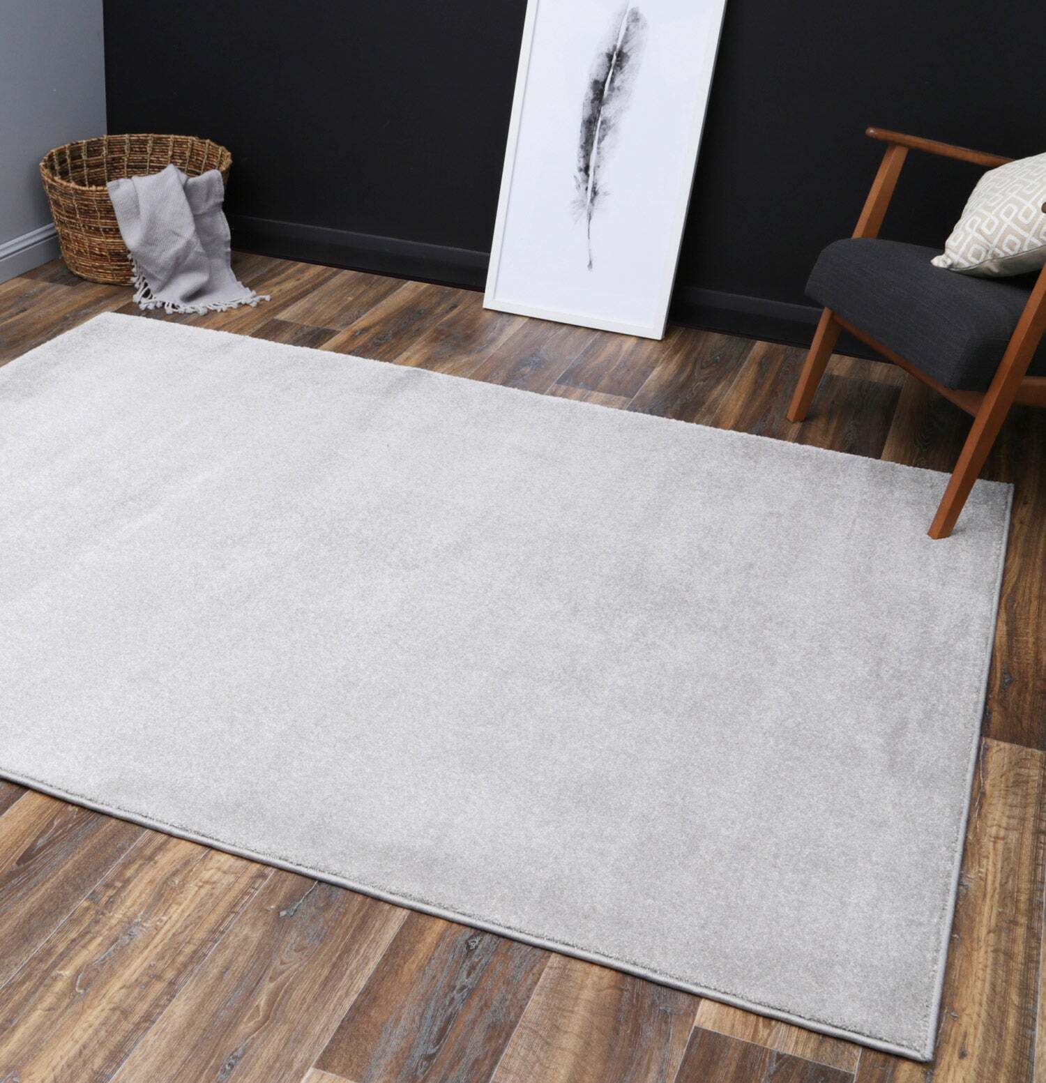 Large View Macey Plain Grey Plush Rug