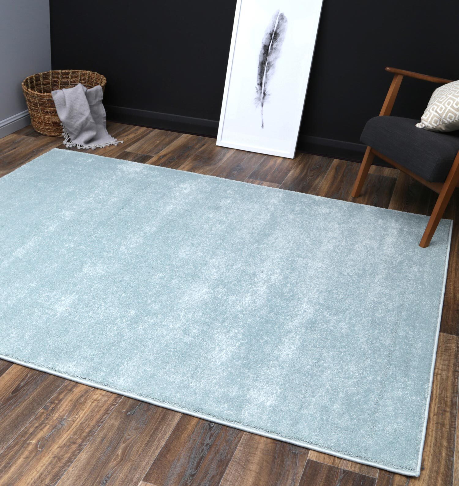 Large View Macey Plain Teal Plush Rug