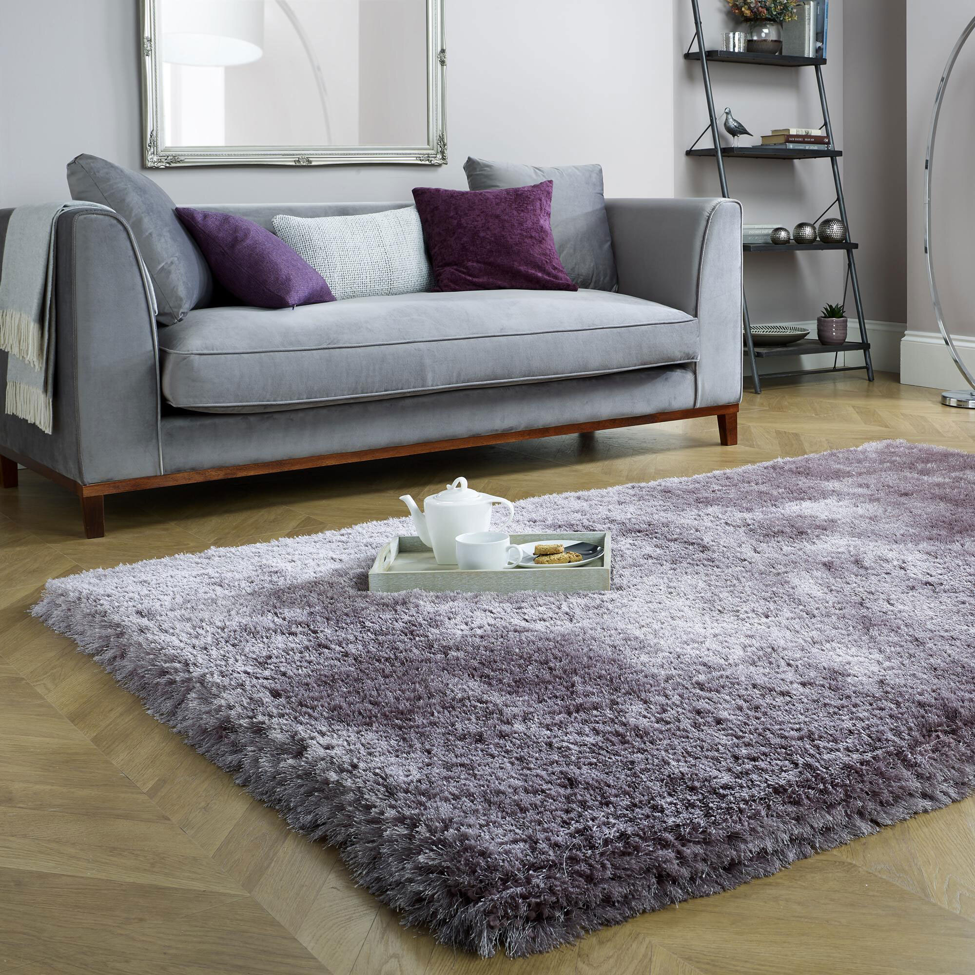 Large View Mason Lilac Shaggy Rug