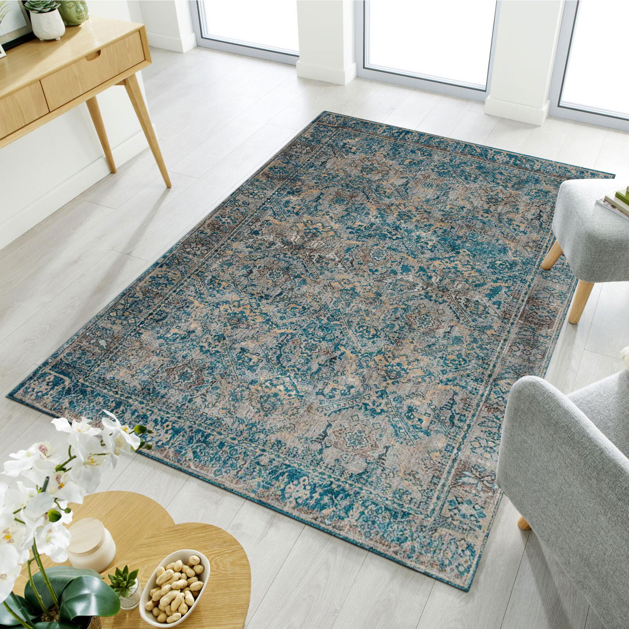 Large View Melanie Blue Traditional Rug
