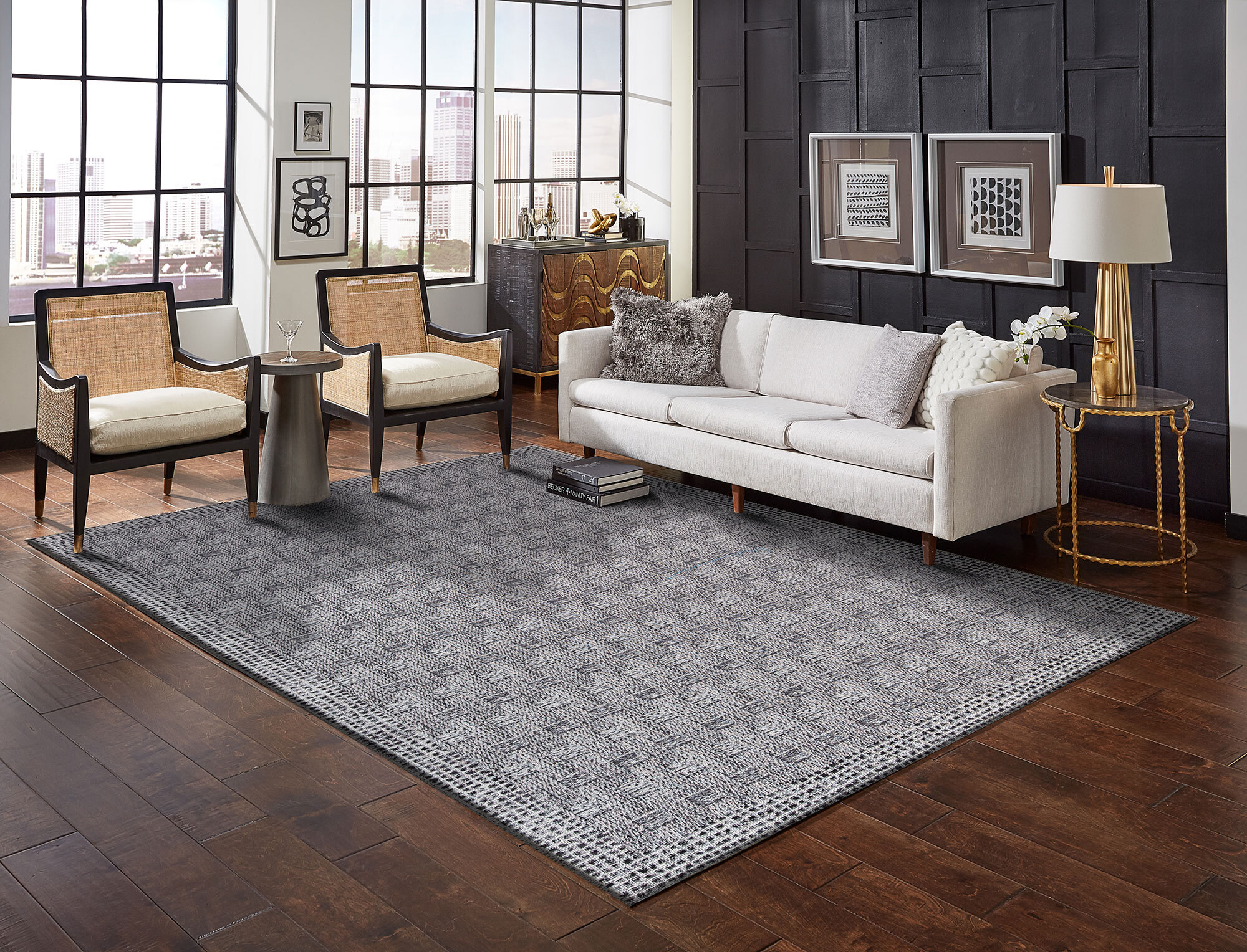 Large View Marly Basket Weave Pattern Rug