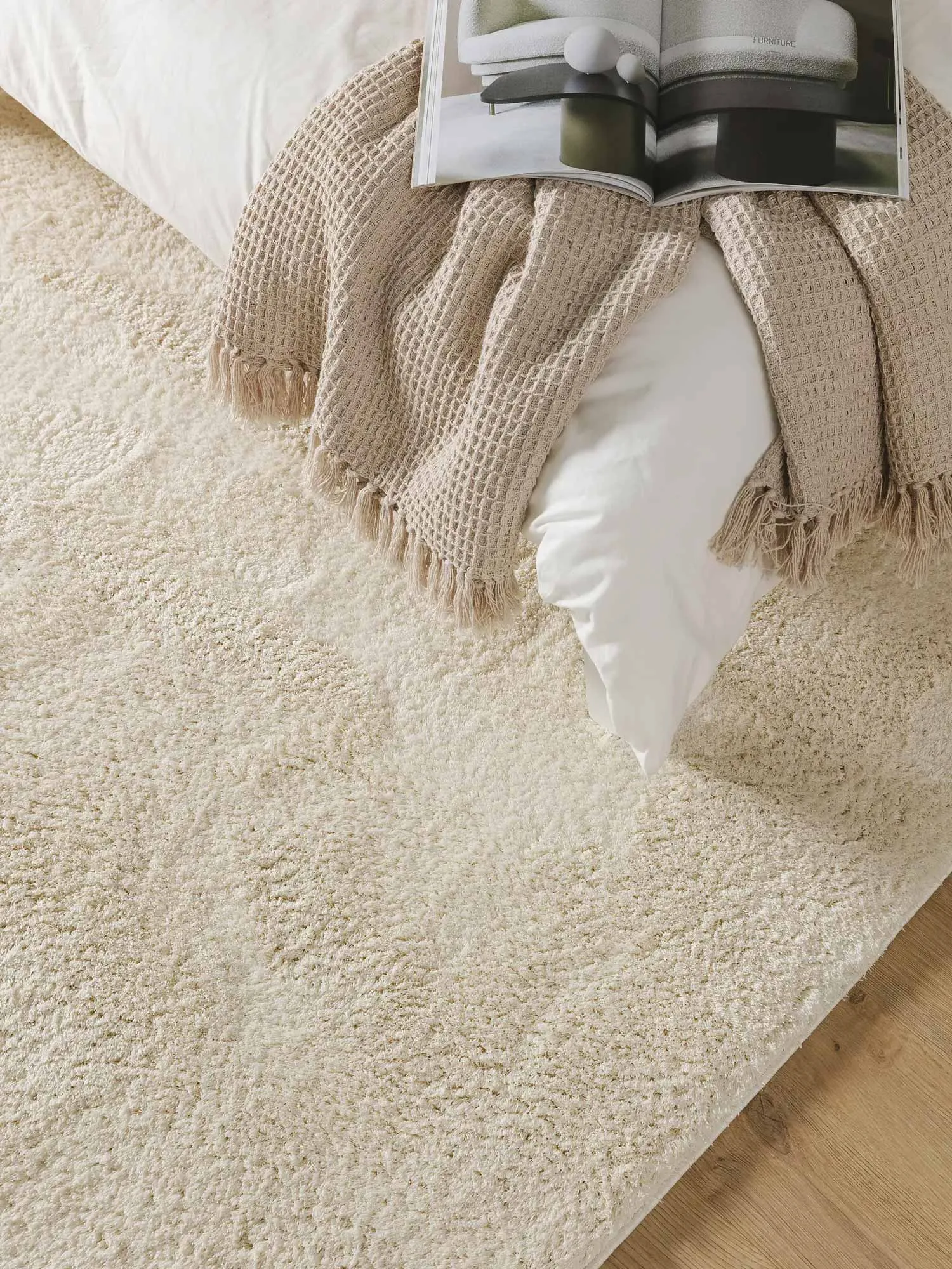 Mojito Plain White Shaggy Rug