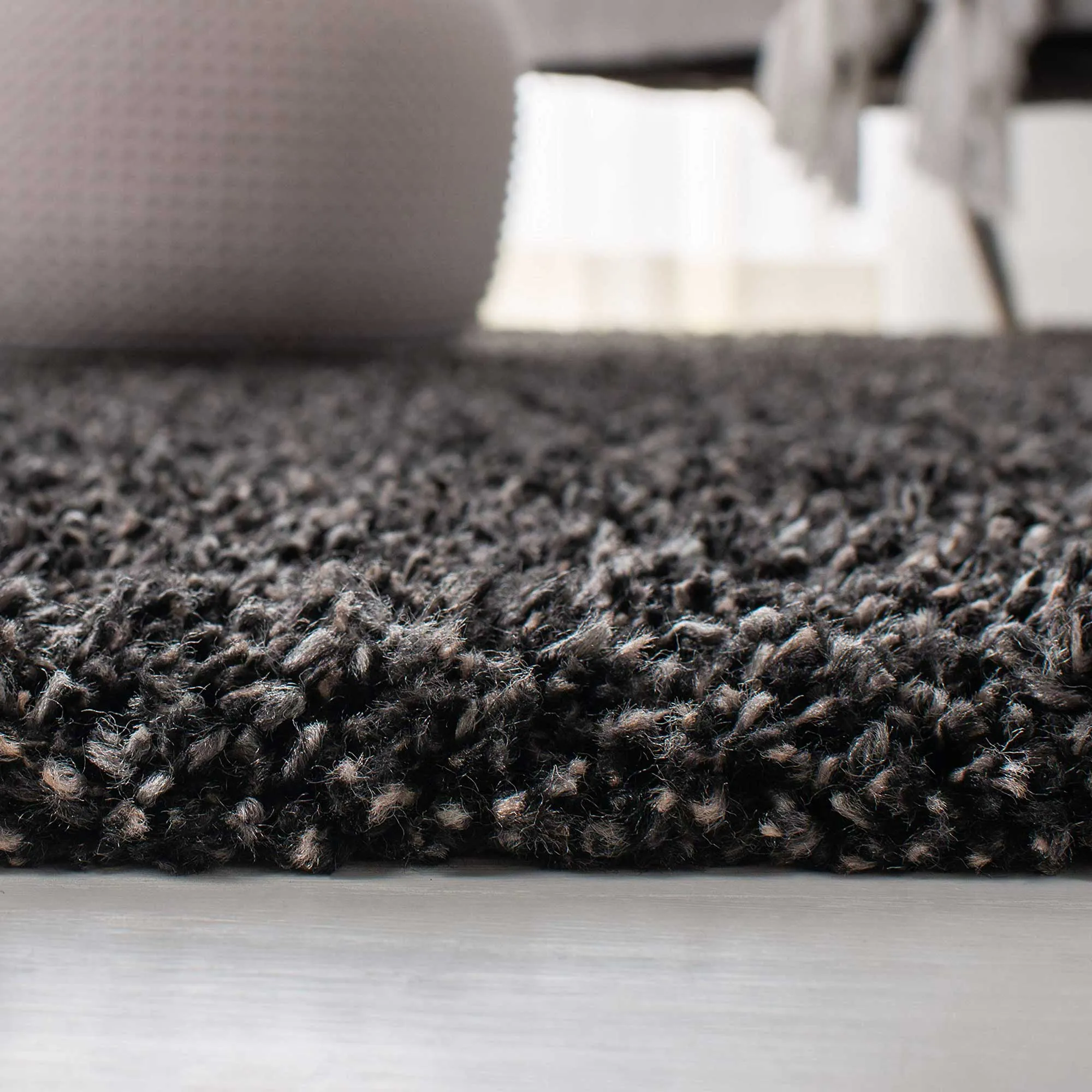 Natura Plain Charcoal Shaggy Rug