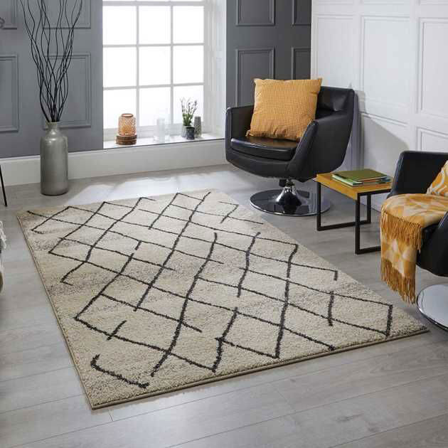 Nordic Beige Moroccan Trellis Rug