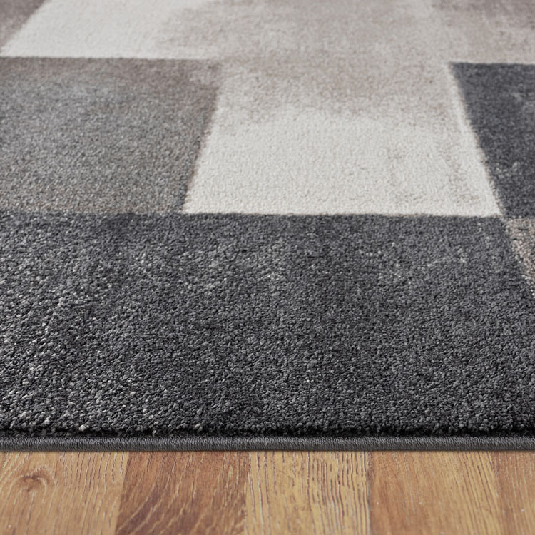 Large View Orel Grey Square Pattern Rug