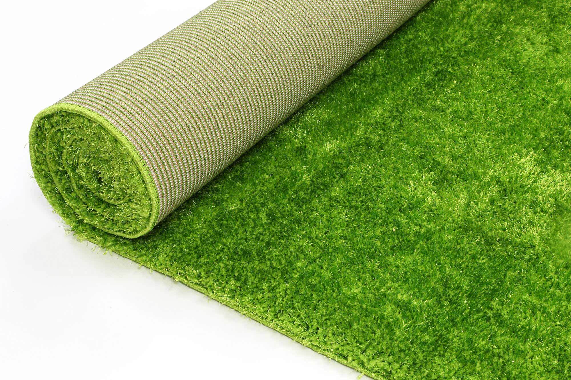 Palace Plain Green Shaggy Rug