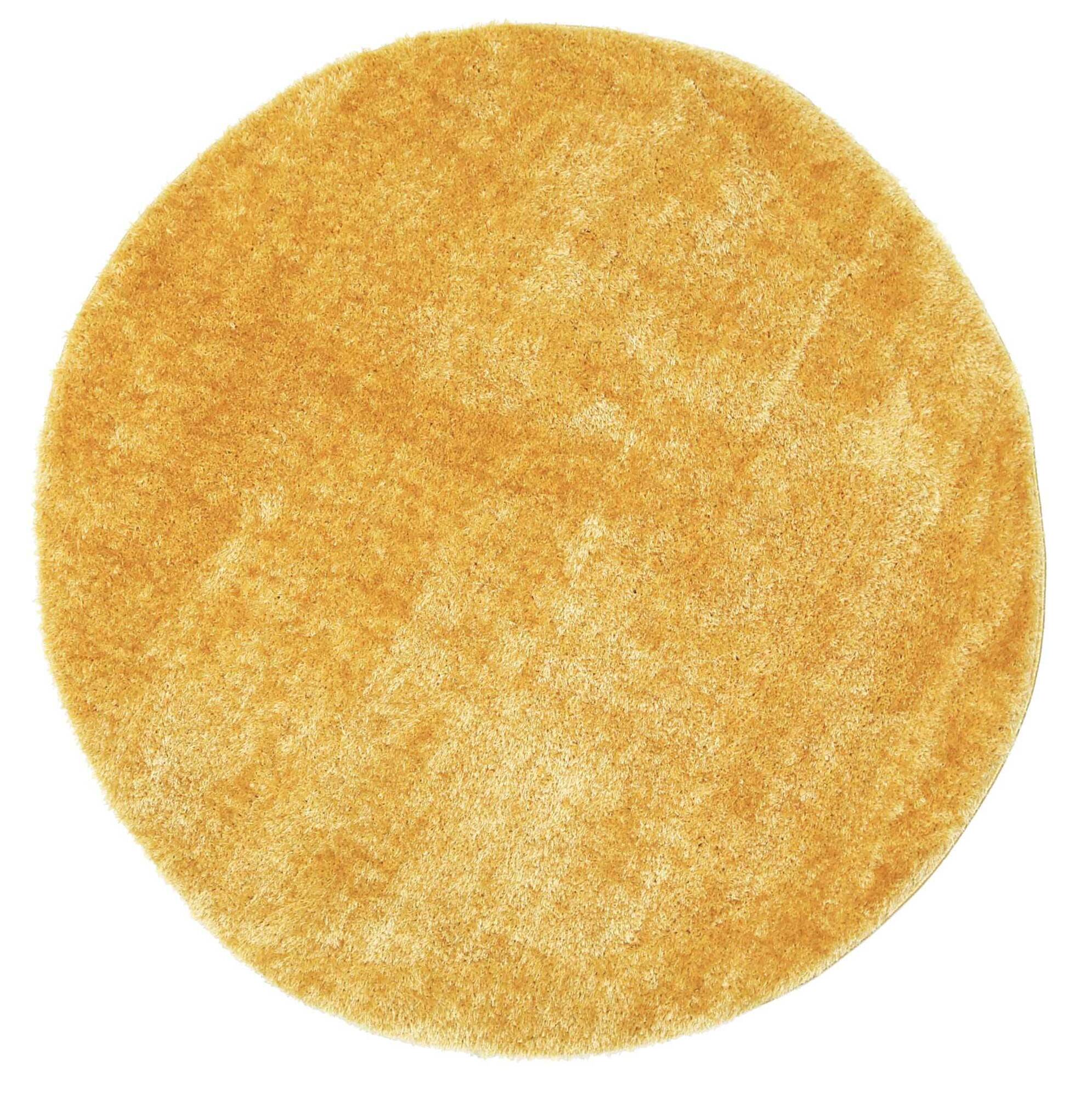 Large View Palace Plain Yellow Shaggy Rug