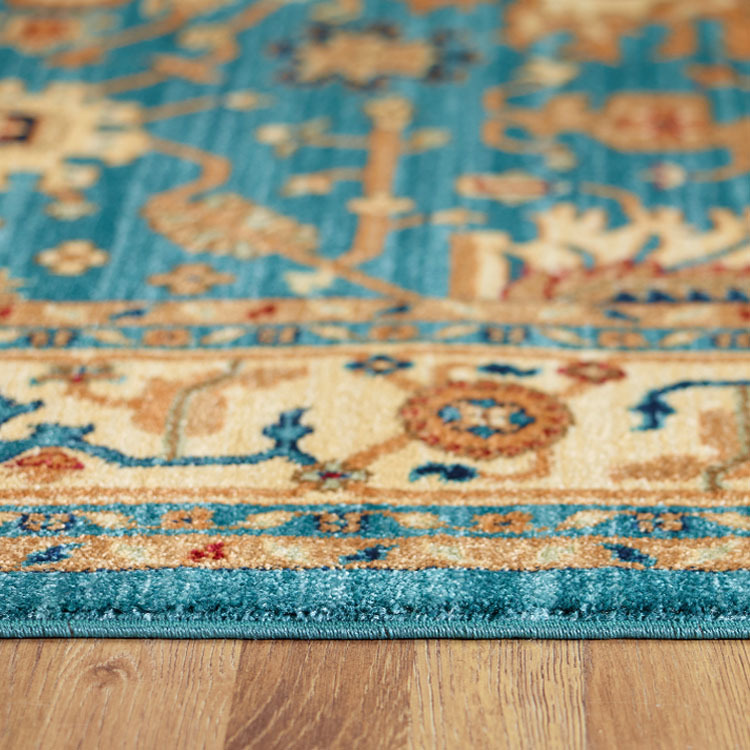 Large View Parker Blue Traditional Floral Rug