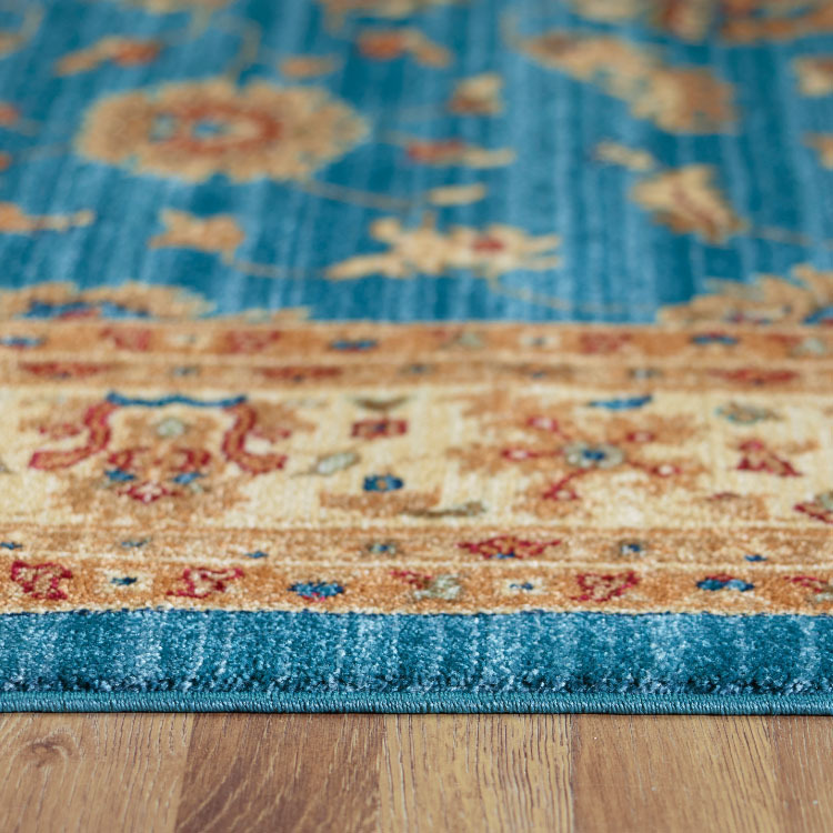 Large View Parker Blue Oriental Fringed Rug