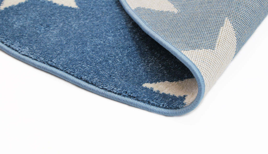 Large View Petite Blue Modern Star Kids Rug