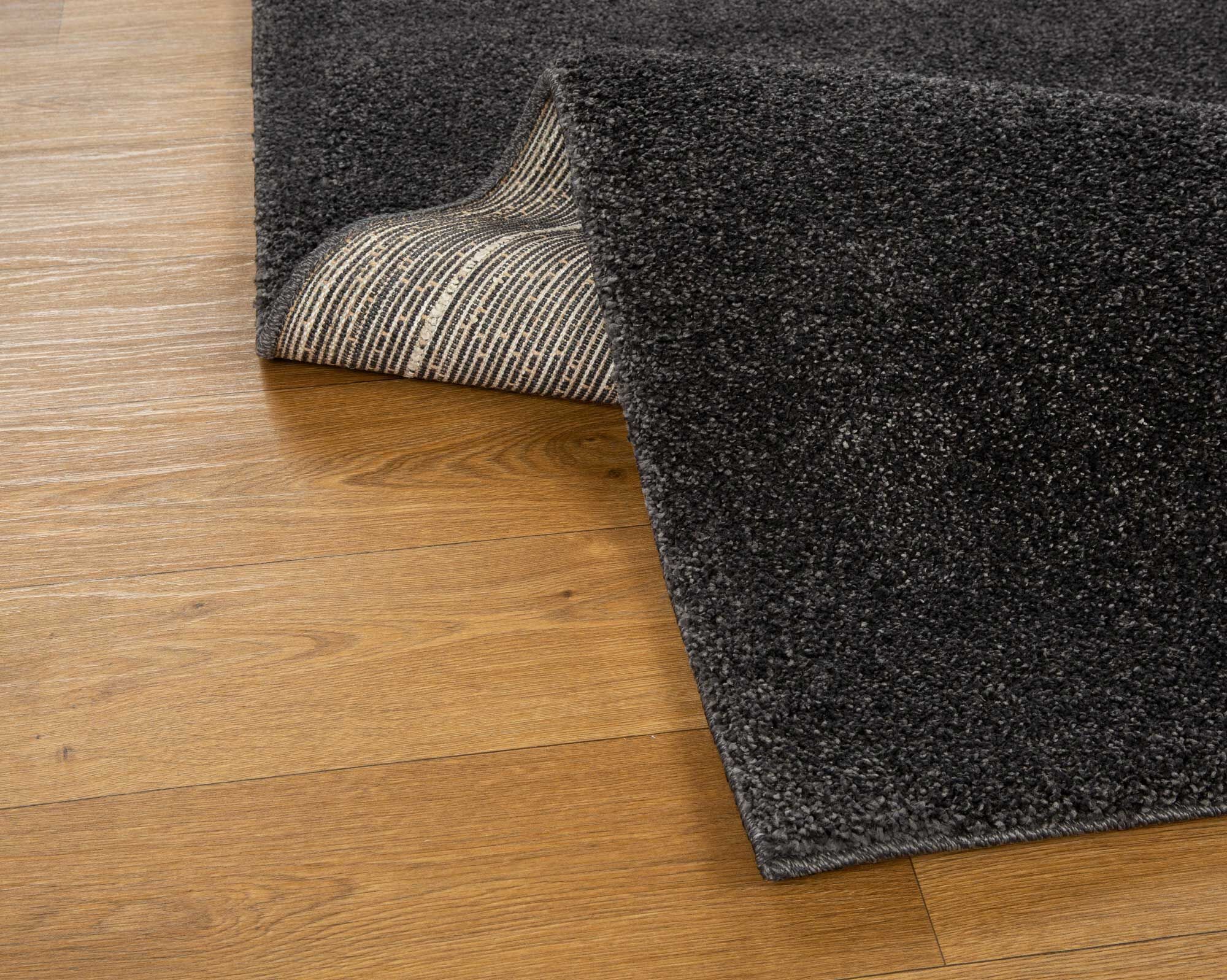 Large View Plush Plain Black Rug