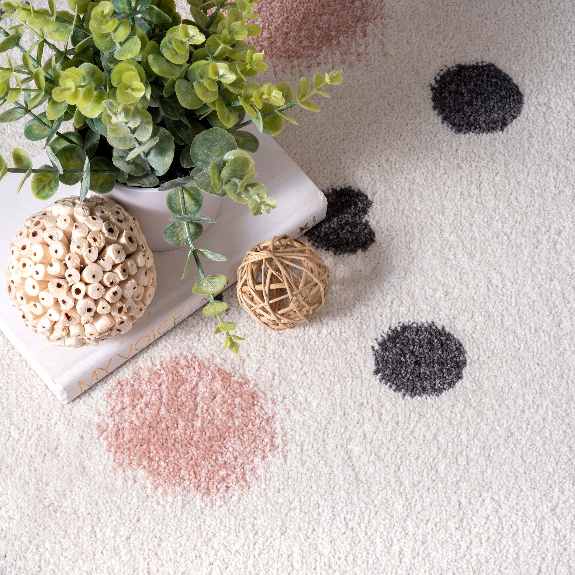 Large View Poppy Pink Teddy Bear Kids Rug