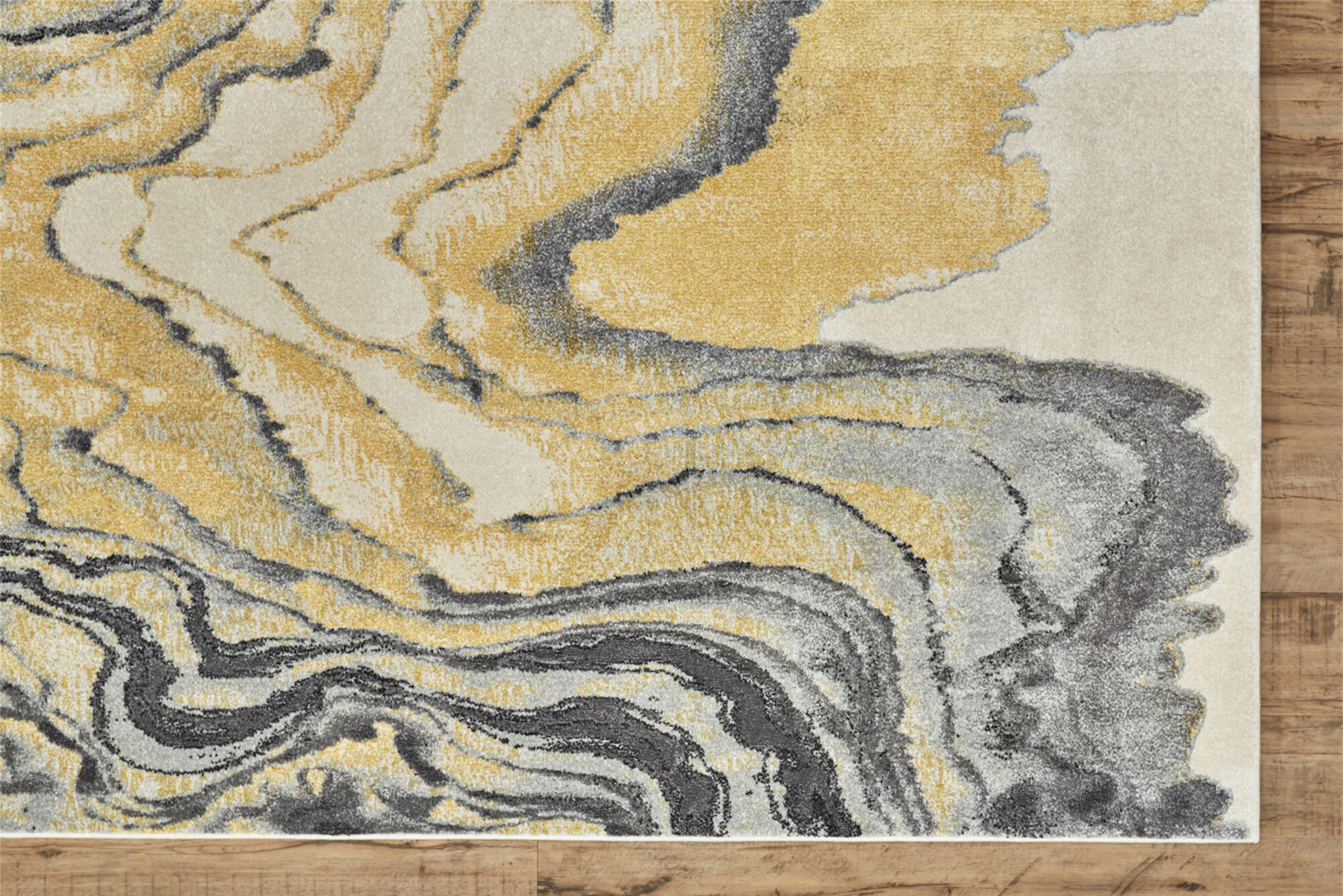 Large View Roma Yellow Modern Abstract Rug