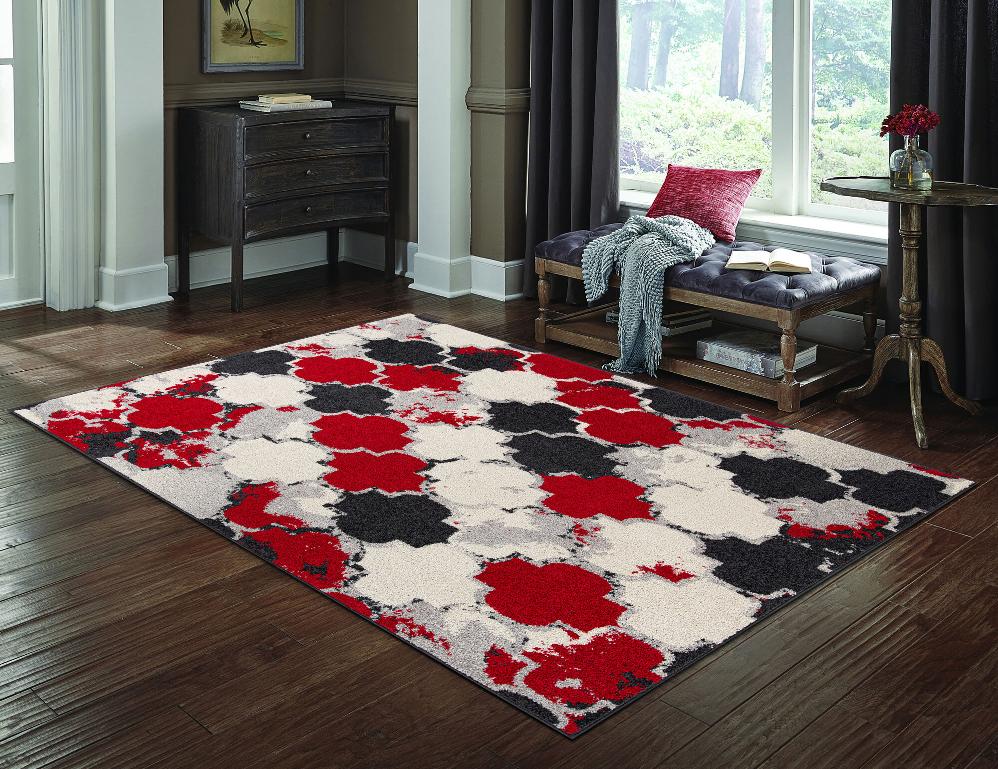 Large View Sandy Contemporary Trellis Rug