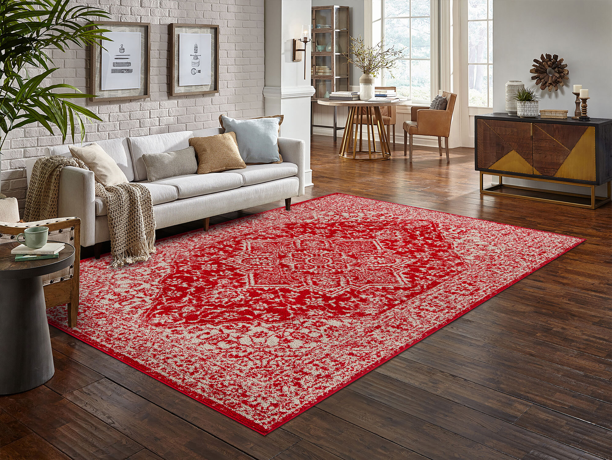 Large View Sandy Traditional Medallion Rug