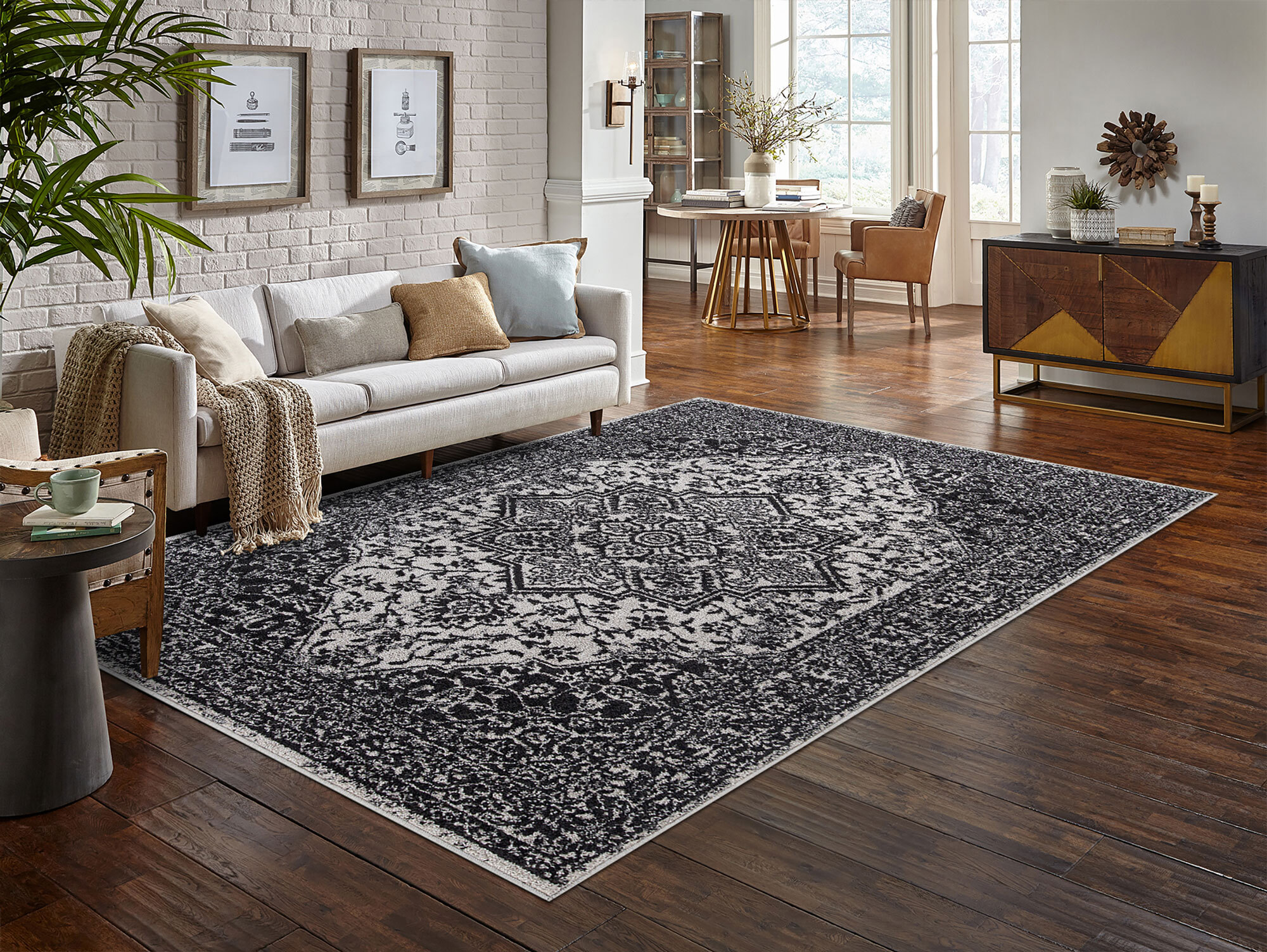 Large View Sandy Traditional Medallion Rug