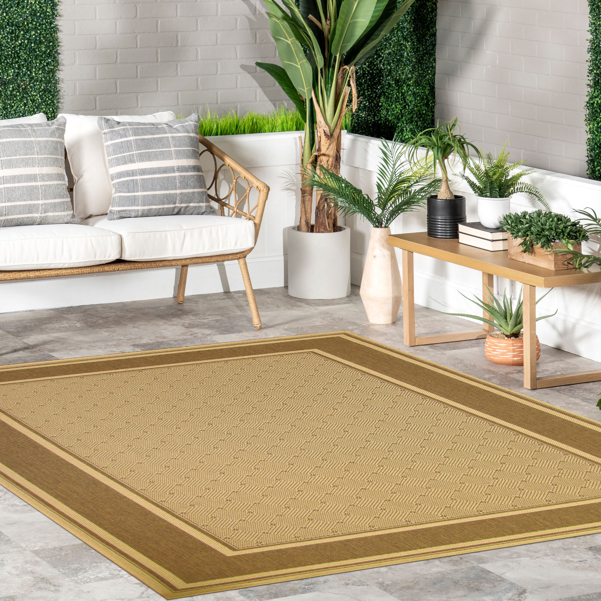 Large View Sama Beige Flatweave Border Rug