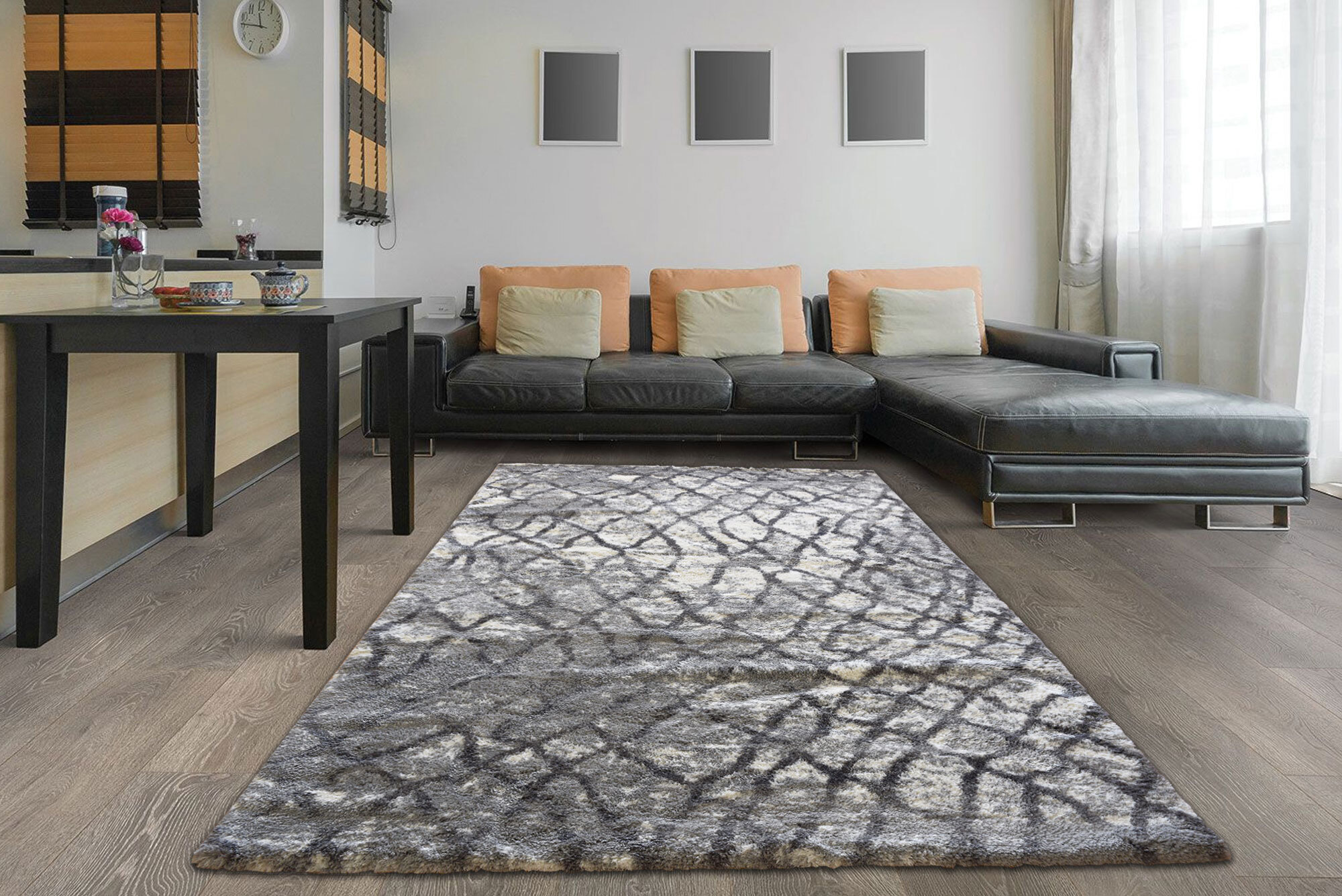 Saffron Grey Moroccan Shaggy Rug