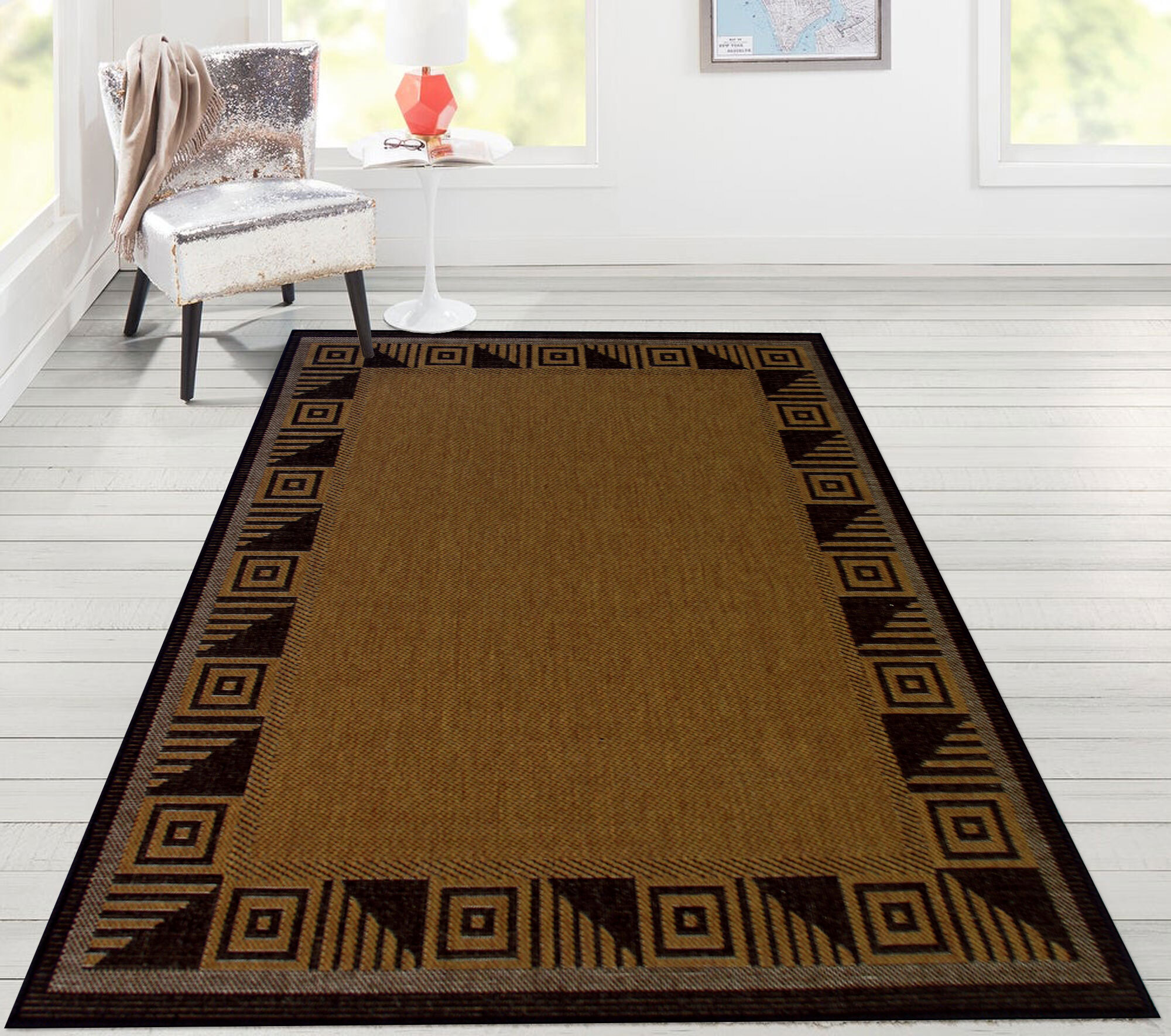 Large View Storm Indoor Outdoor Border Rug