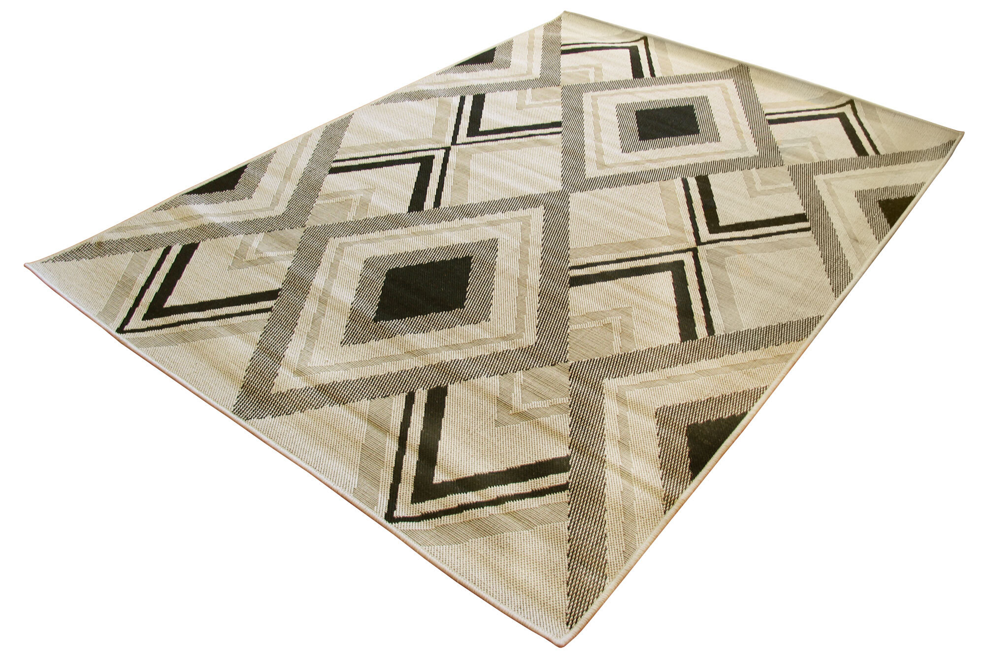 Large View Storm Ivory Diamond Pattern Rug