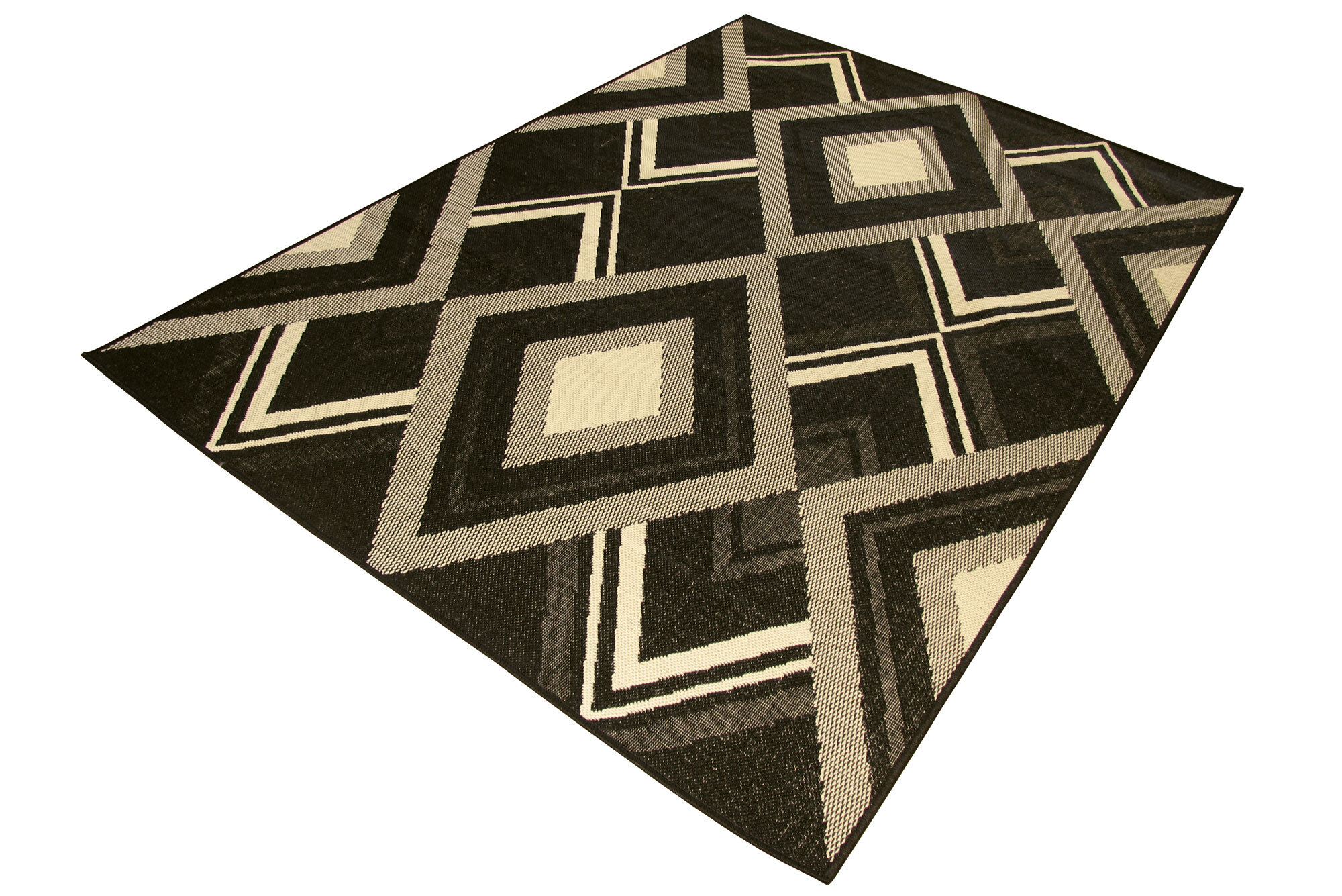 Storm Black Diamond Pattern Rug