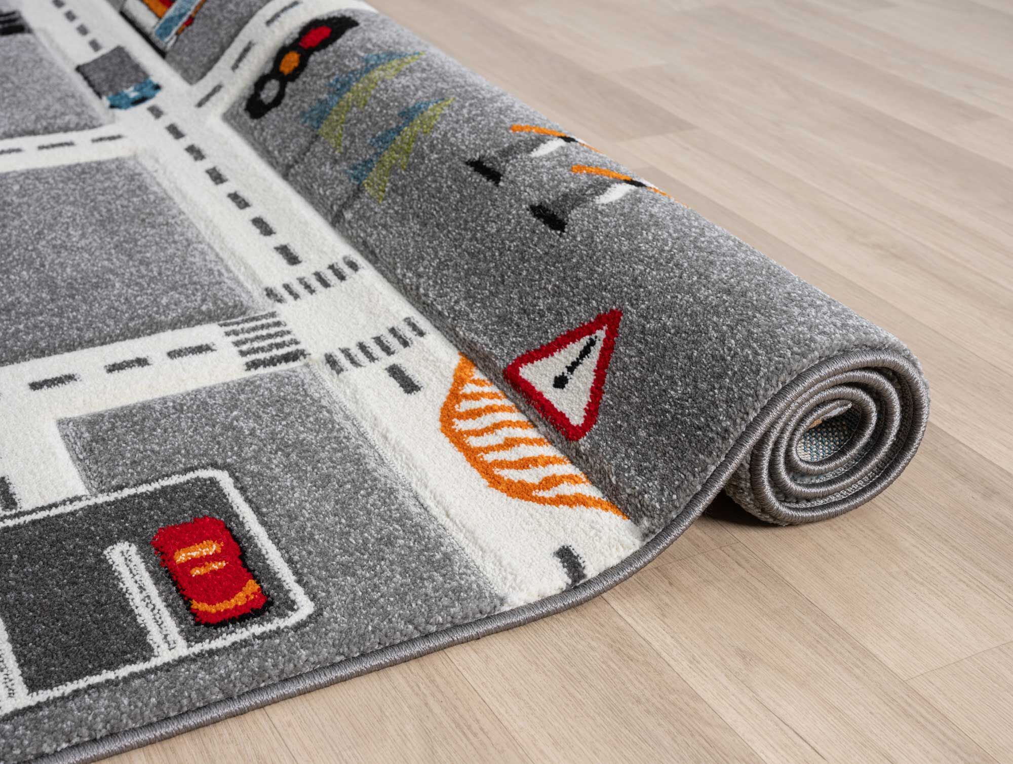 Large View Speedy Kids Town Road Rug