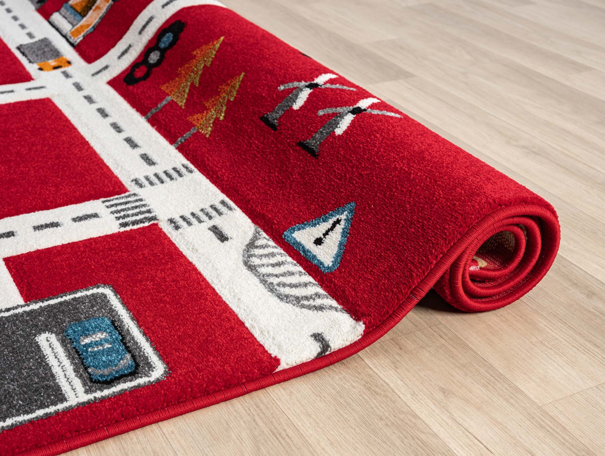 Large View Speedy Kids Town Road Rug
